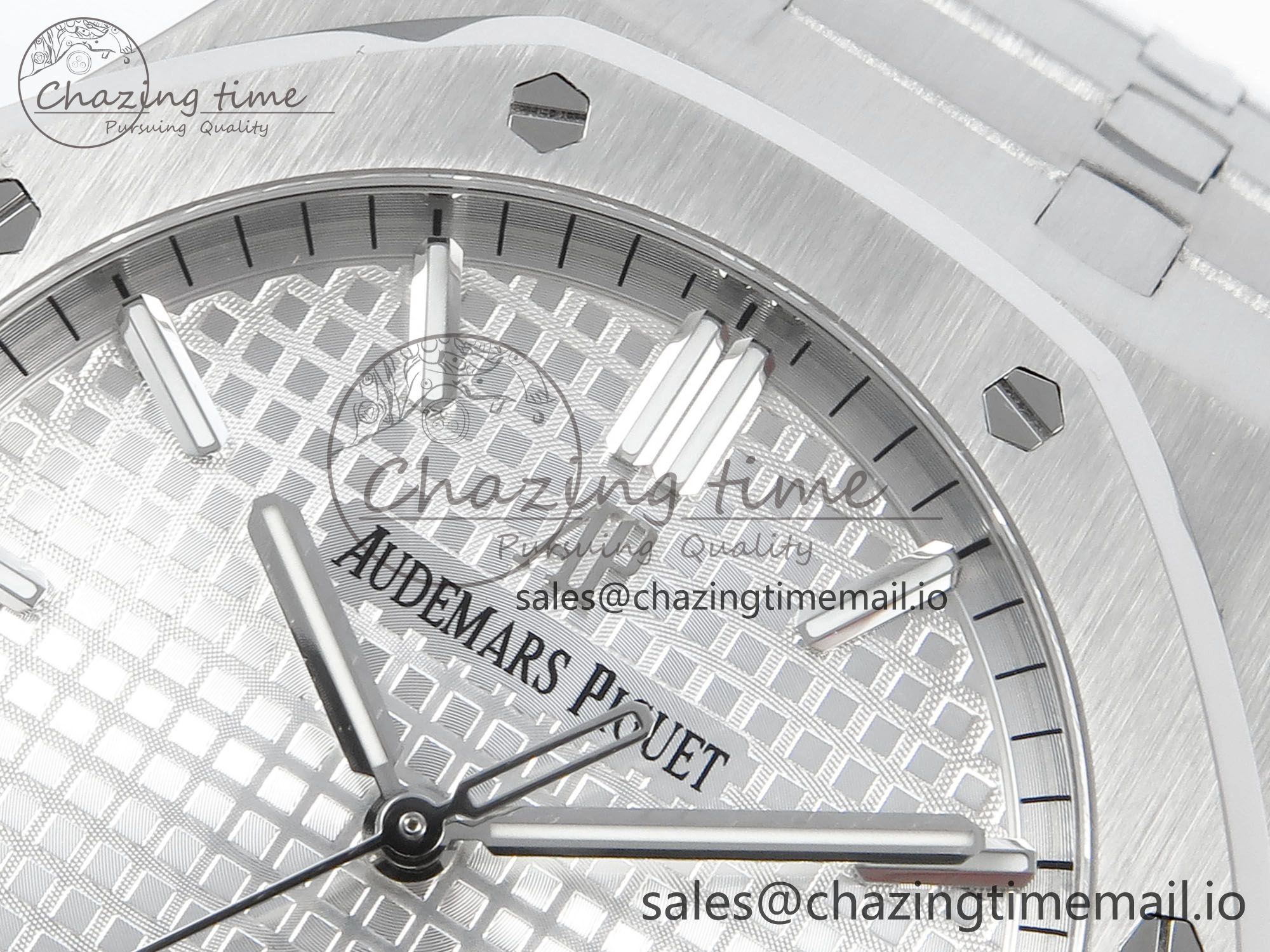 Royal Oak 15500 SS APSF 1:1 Best Edition Silver Dial on SS Bracelet SA4302 Super Clone V2 (SW Dial)