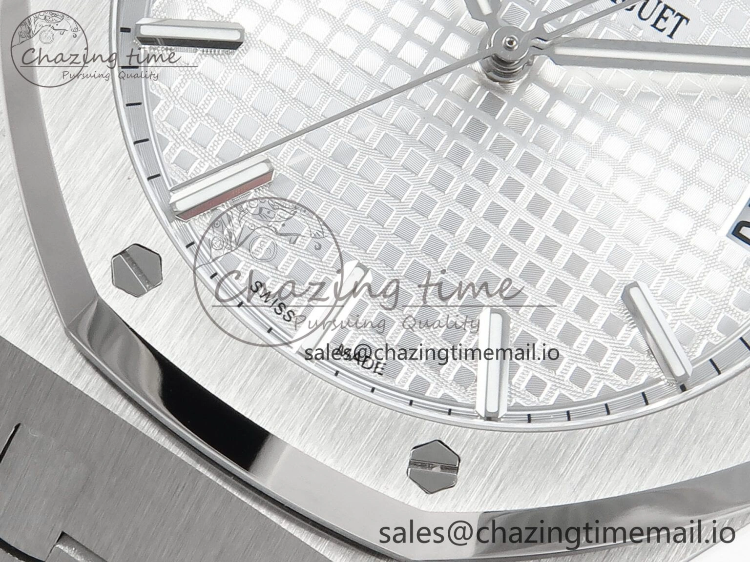 Royal Oak 15500 SS APSF 1:1 Best Edition Silver Dial on SS Bracelet SA4302 Super Clone V2 (SW Dial)