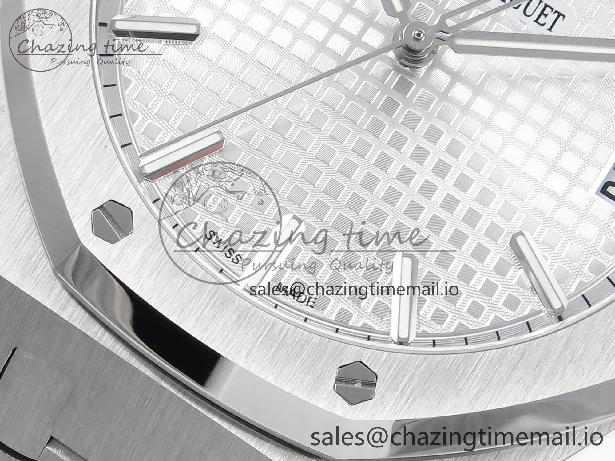 Royal Oak 15500 SS APSF 1:1 Best Edition Silver Dial on SS Bracelet SA4302 Super Clone V2 (SW Dial)
