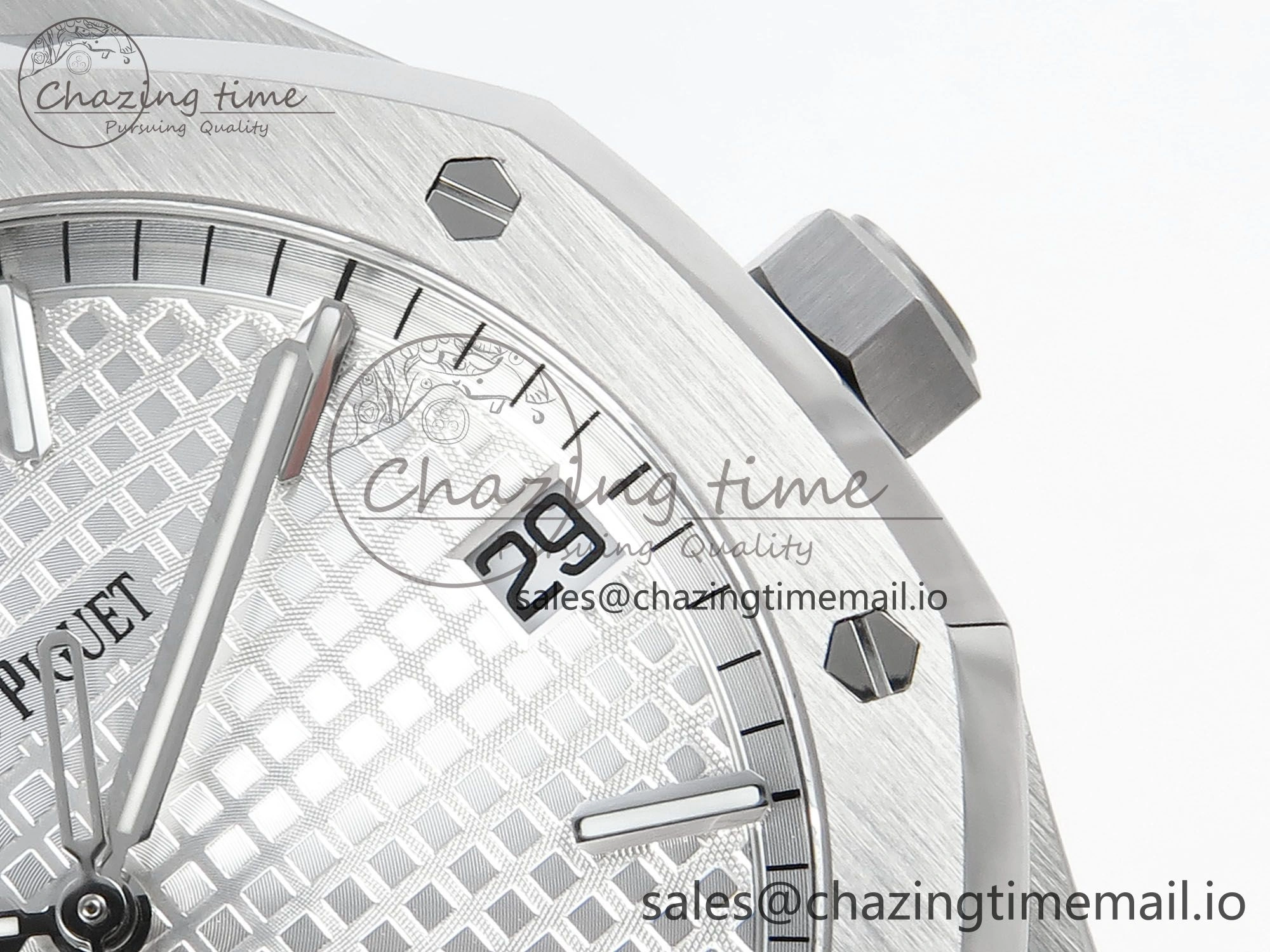 Royal Oak 15500 SS APSF 1:1 Best Edition Silver Dial on SS Bracelet SA4302 Super Clone V2 (SW Dial)
