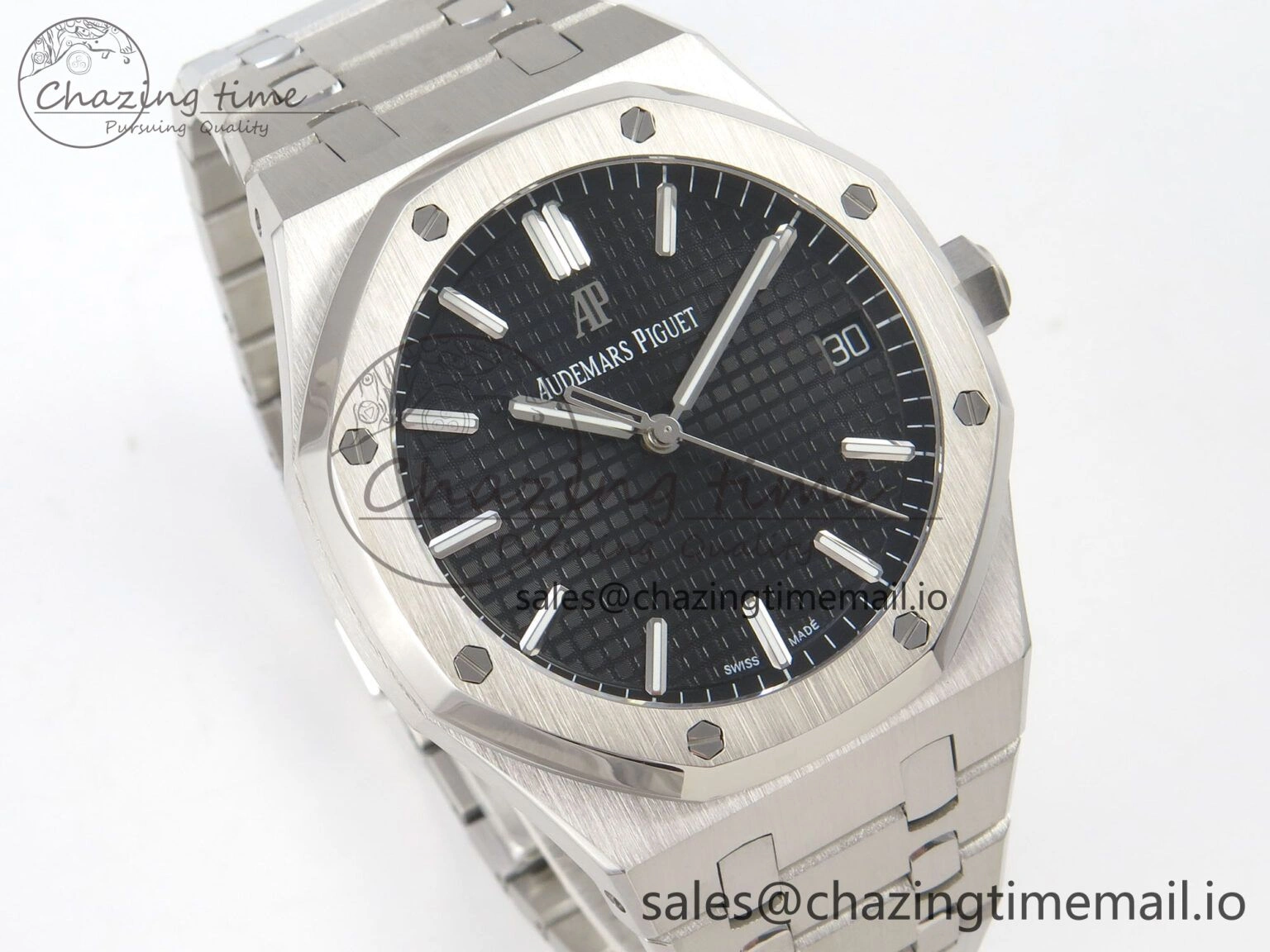 Royal Oak 15500 SS TWSF Best Edition Black Textured Dial on SS Bracelet SA4302 Super Clone