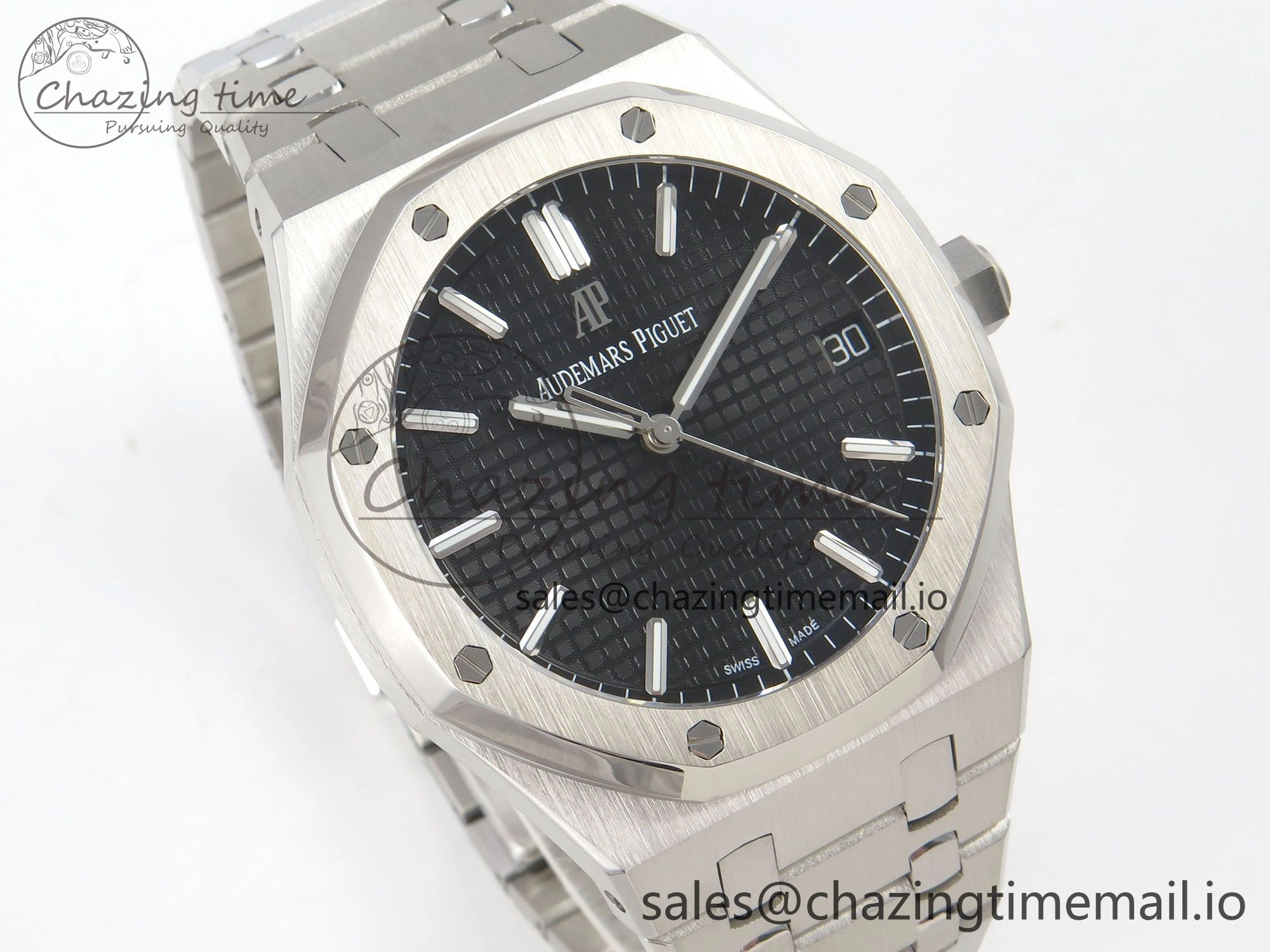 Royal Oak 15500 SS TWSF Best Edition Black Textured Dial on SS Bracelet SA4302 Super Clone