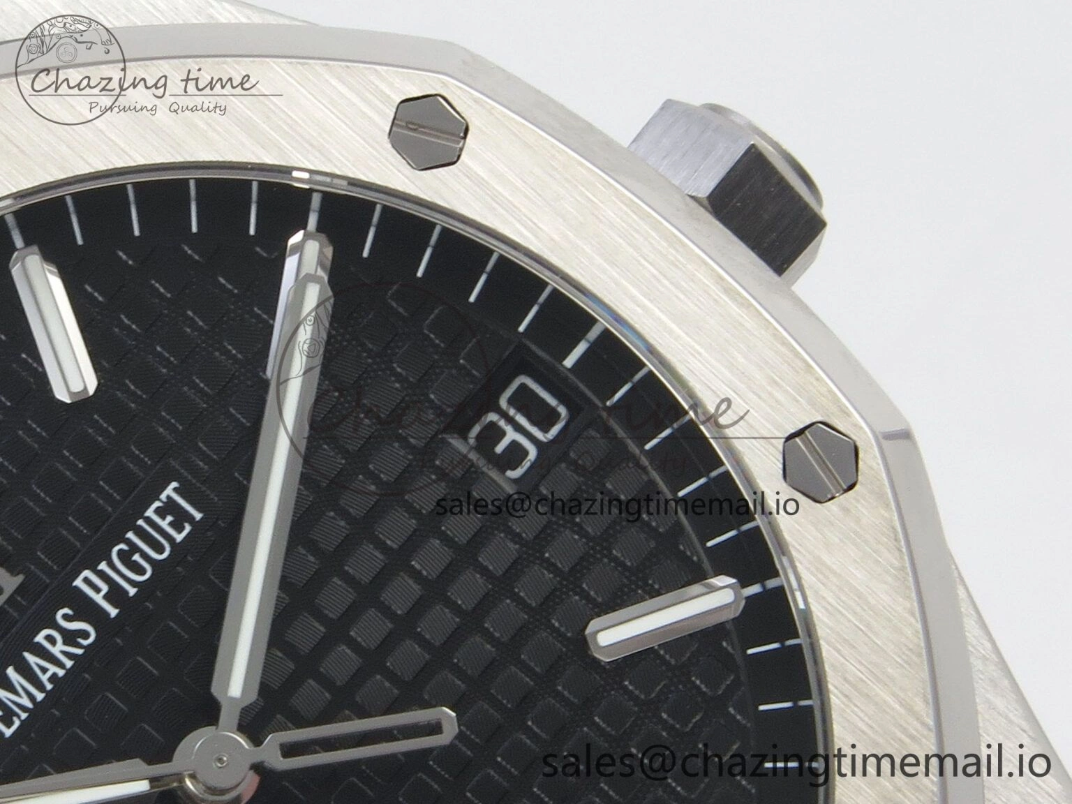Royal Oak 15500 SS TWSF Best Edition Black Textured Dial on SS Bracelet SA4302 Super Clone