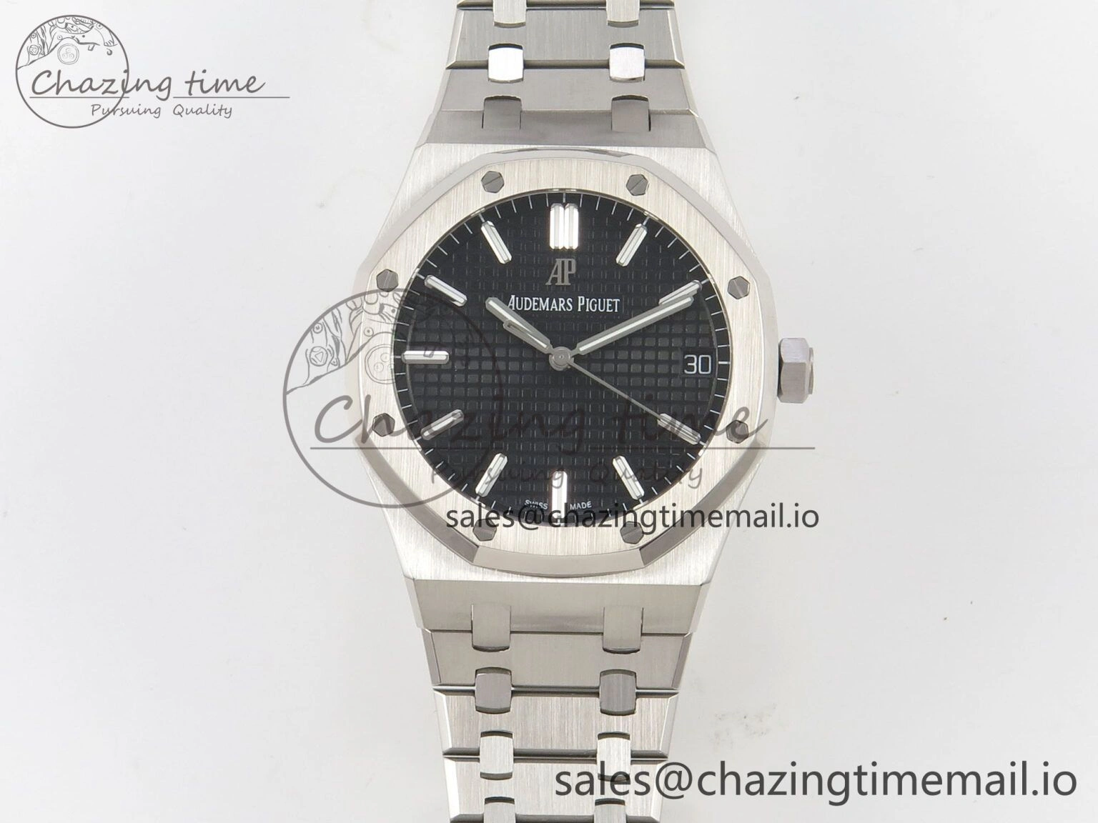 Royal Oak 15500 SS TWSF Best Edition Black Textured Dial on SS Bracelet SA4302 Super Clone