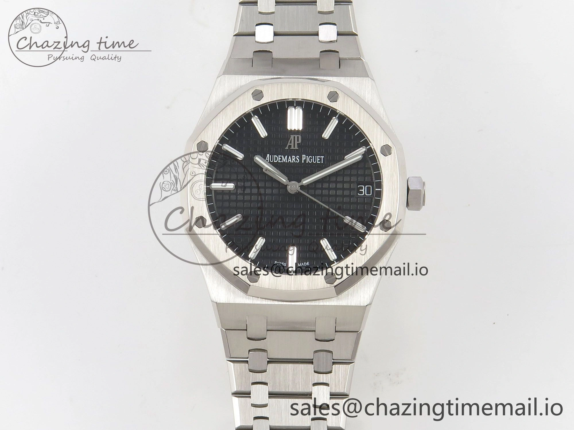 Royal Oak 15500 SS TWSF Best Edition Black Textured Dial on SS Bracelet SA4302 Super Clone
