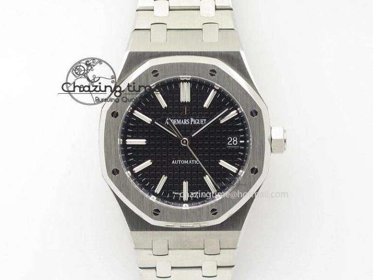 Royal Oak 15500 SS TWSF Best Edition Black Textured Dial on SS Bracelet SA4302 Super Clone
