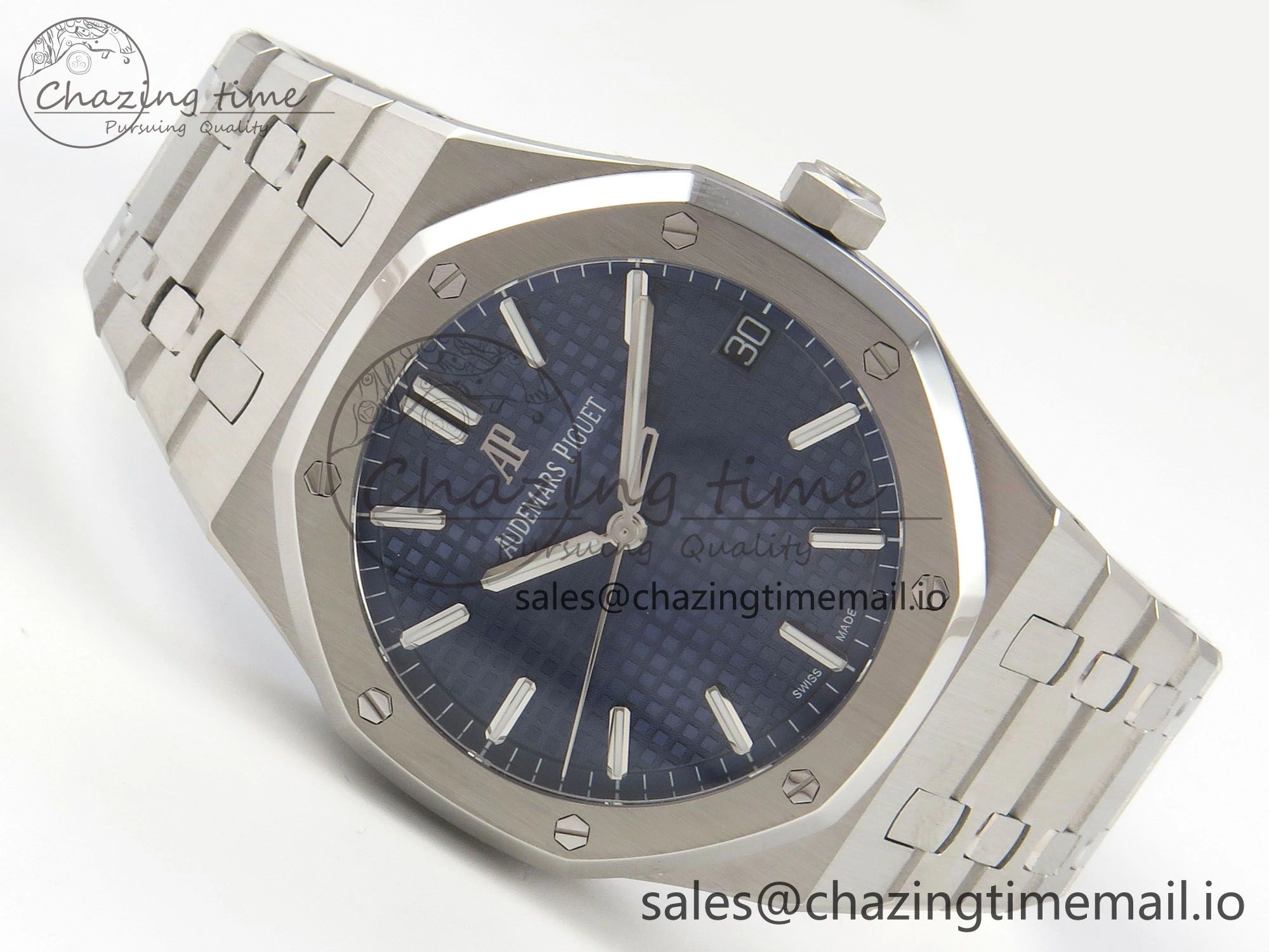 Royal Oak 15500 SS TWSF Best Edition Blue Textured Dial on SS Bracelet SA4302 Super Clone