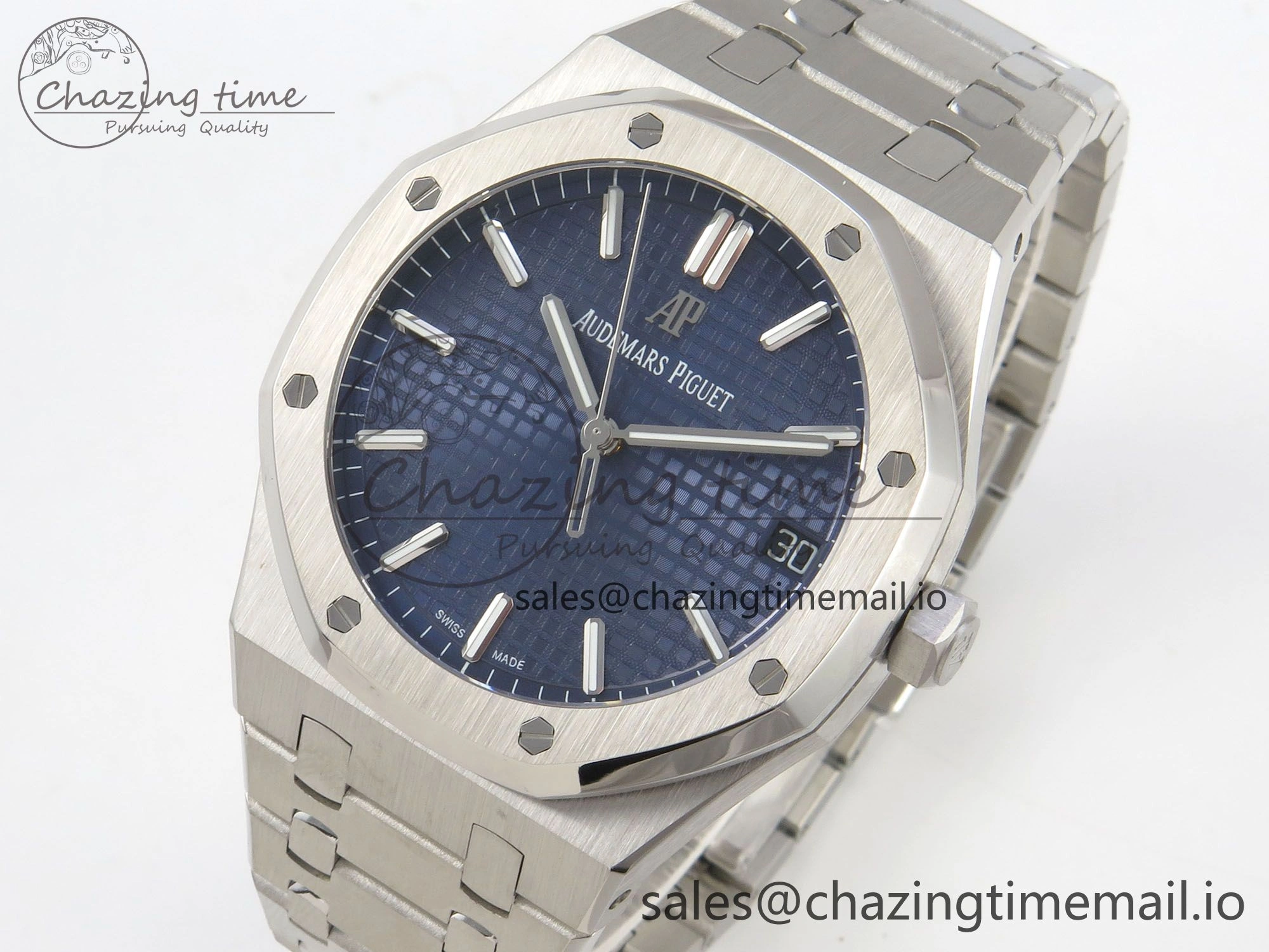 Royal Oak 15500 SS TWSF Best Edition Blue Textured Dial on SS Bracelet SA4302 Super Clone