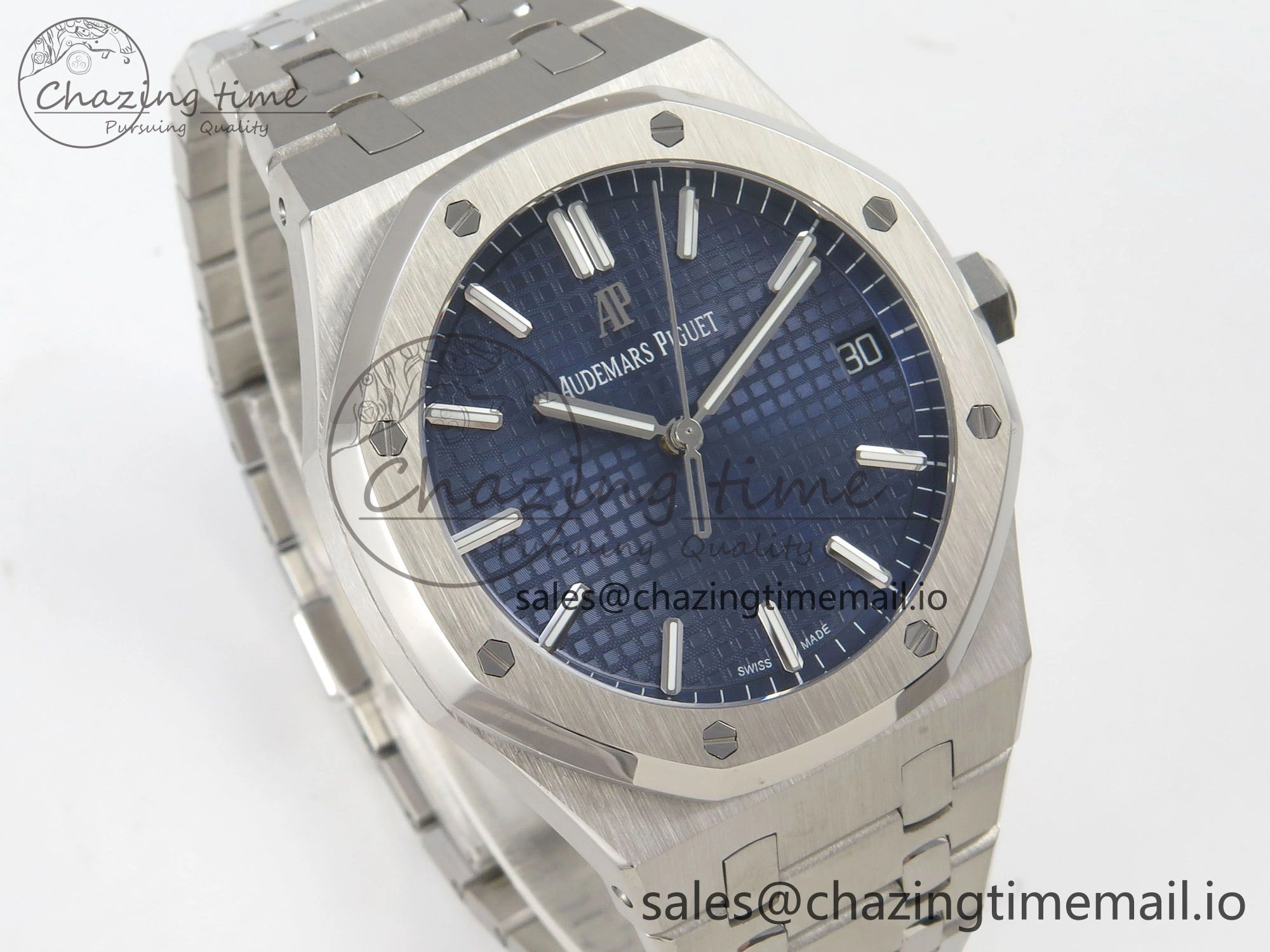 Royal Oak 15500 SS TWSF Best Edition Blue Textured Dial on SS Bracelet SA4302 Super Clone