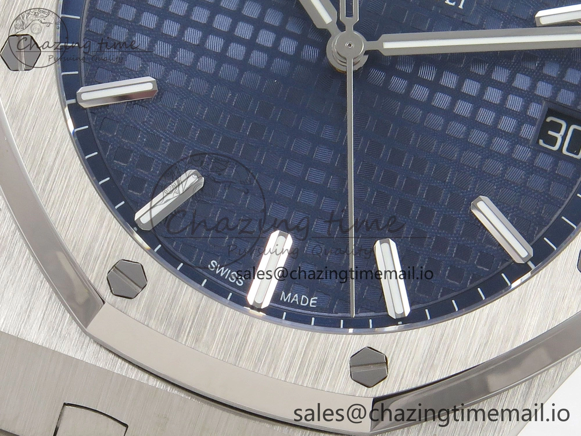 Royal Oak 15500 SS TWSF Best Edition Blue Textured Dial on SS Bracelet SA4302 Super Clone