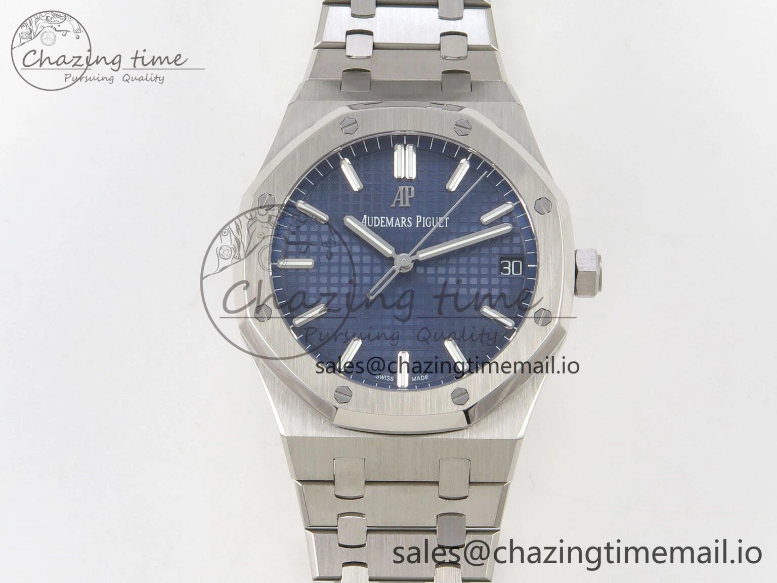 Royal Oak 15500 SS TWSF Best Edition Blue Textured Dial on SS Bracelet SA4302 Super Clone