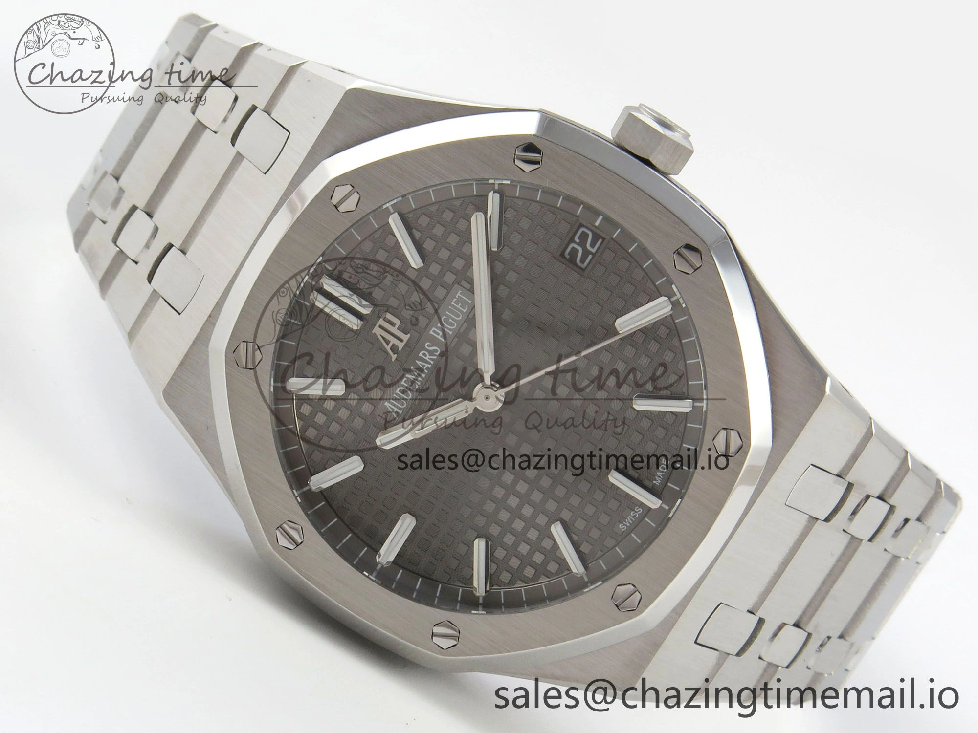Royal Oak 15500 SS TWSF Best Edition Gray Textured Dial on SS Bracelet SA4302 Super Clone
