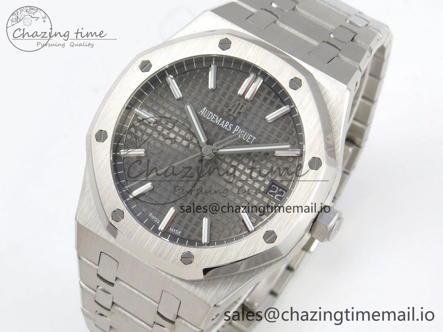 Royal Oak 15500 SS TWSF Best Edition Gray Textured Dial on SS Bracelet SA4302 Super Clone