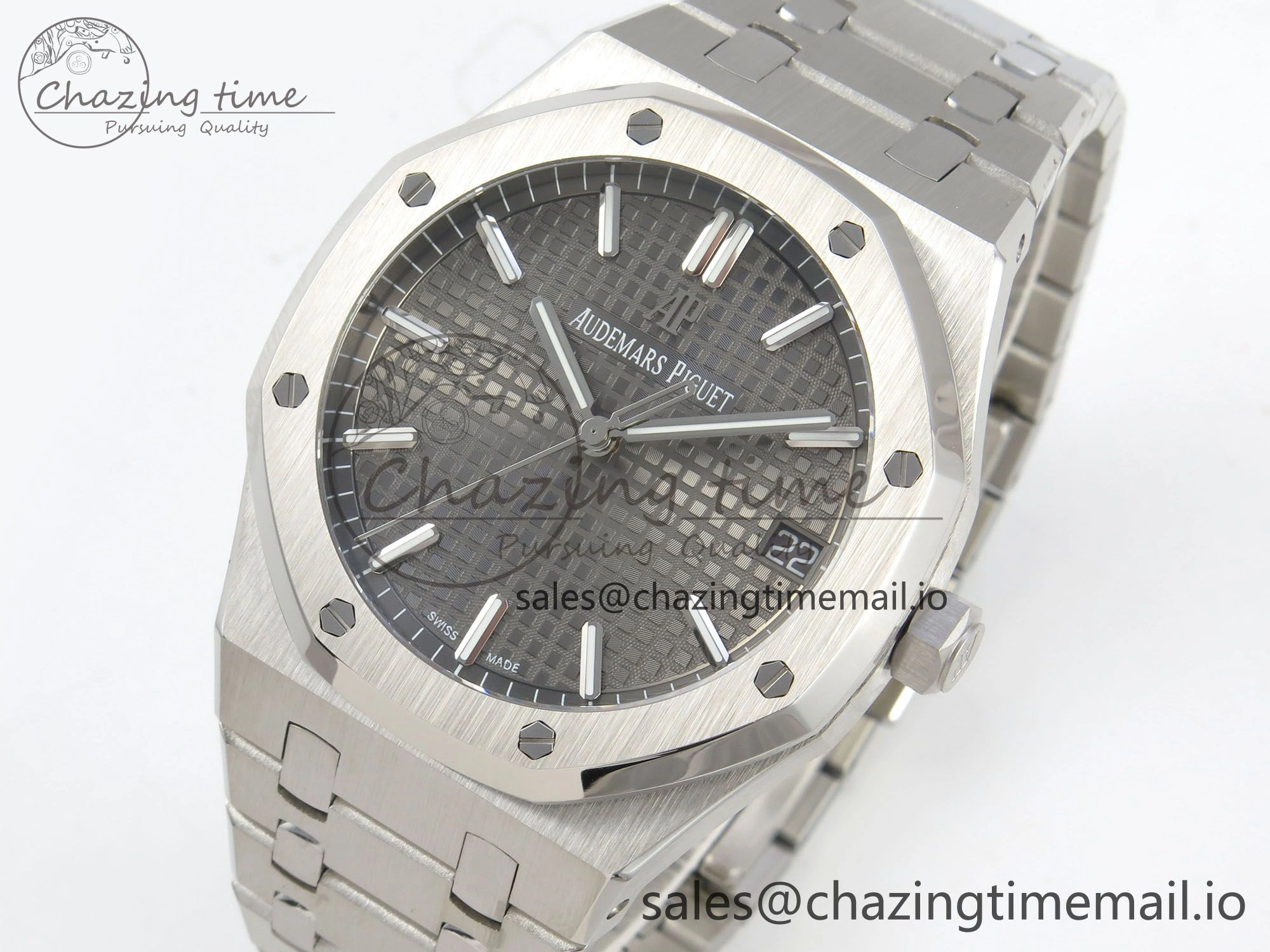 Royal Oak 15500 SS TWSF Best Edition Gray Textured Dial on SS Bracelet SA4302 Super Clone