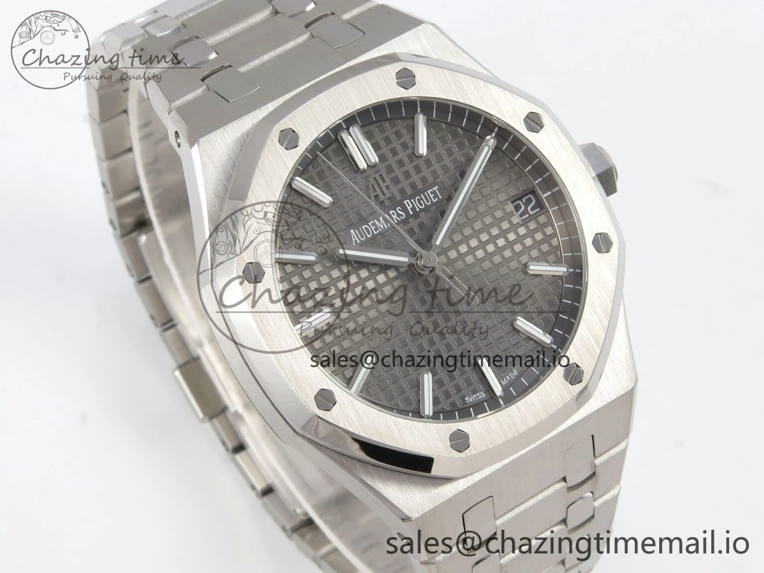 Royal Oak 15500 SS TWSF Best Edition Gray Textured Dial on SS Bracelet SA4302 Super Clone