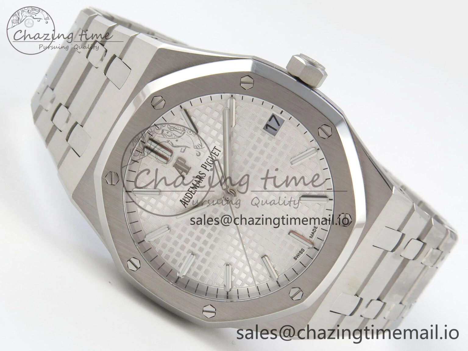 Royal Oak 15500 SS TWSF Best Edition White Textured Dial on SS Bracelet SA4302 Super Clone