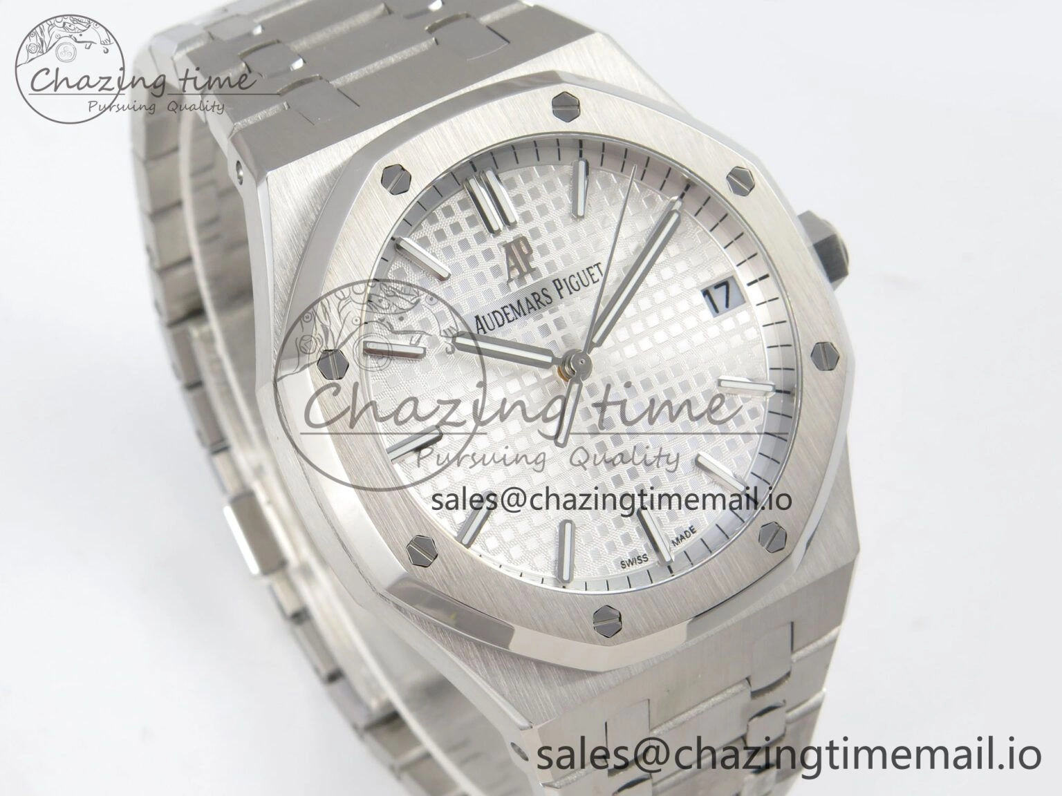 Royal Oak 15500 SS TWSF Best Edition White Textured Dial on SS Bracelet SA4302 Super Clone
