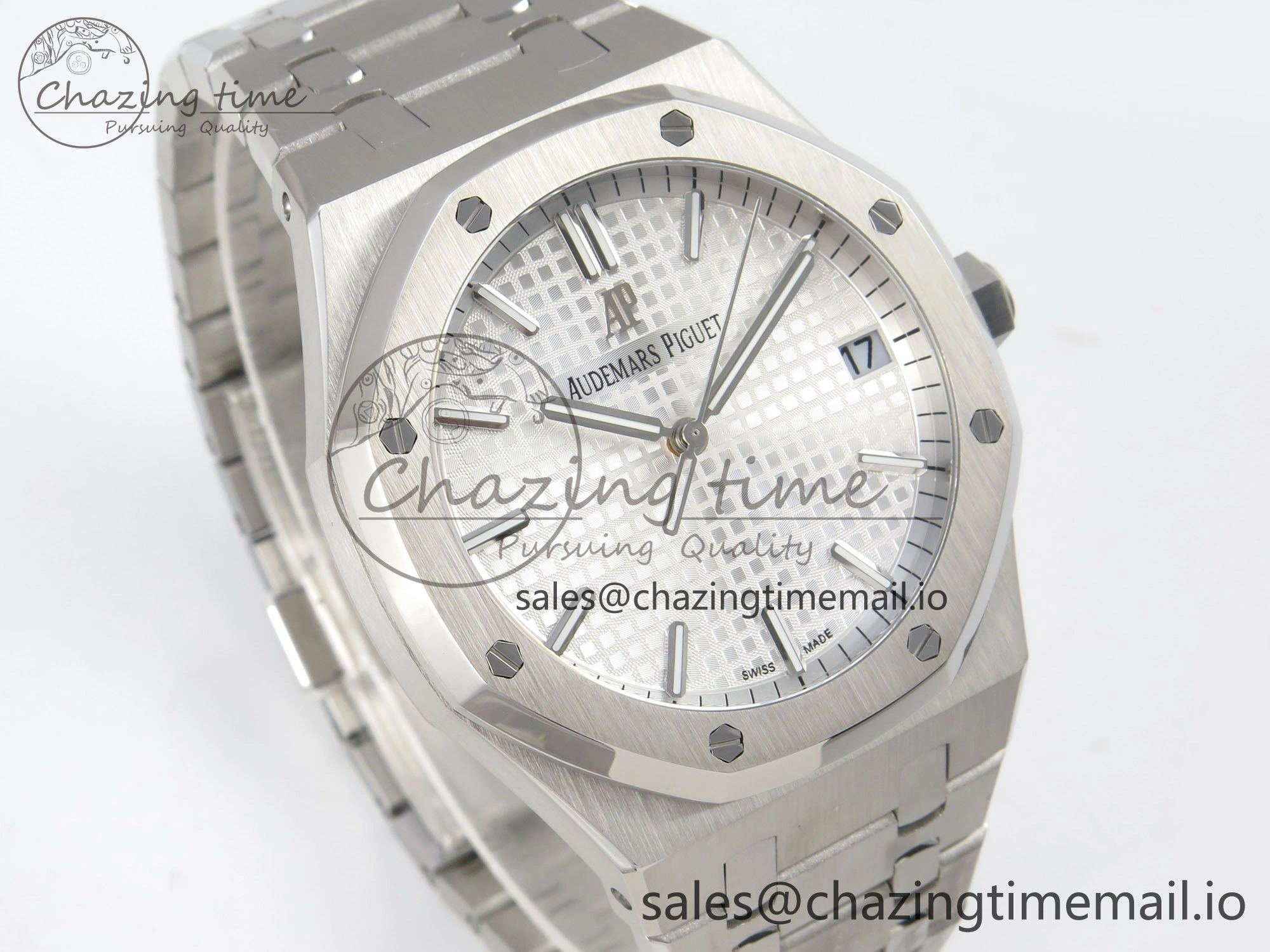 Royal Oak 15500 SS TWSF Best Edition White Textured Dial on SS Bracelet SA4302 Super Clone