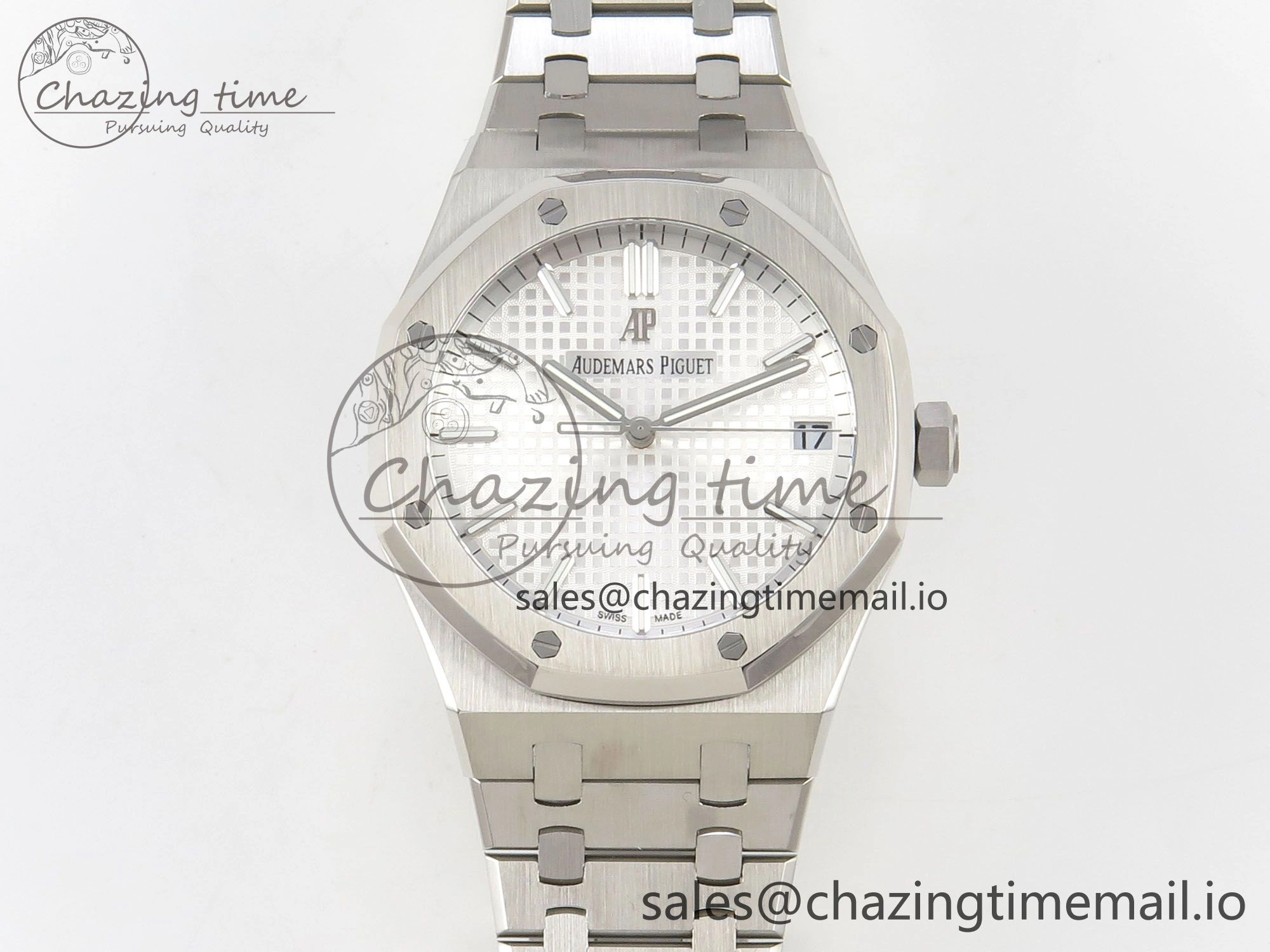 Royal Oak 15500 SS TWSF Best Edition White Textured Dial on SS Bracelet SA4302 Super Clone