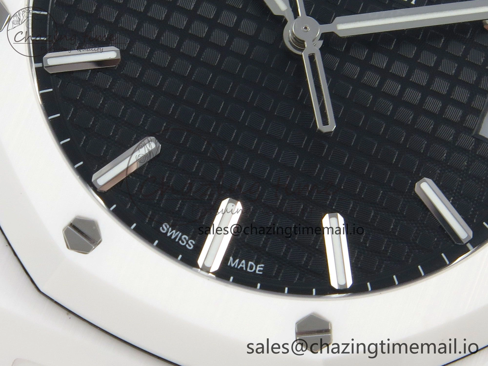 Royal Oak 15500 White Ceramic APSF 1:1 Best Edition Black Dial On White Bracelet SA4302 Super Clone