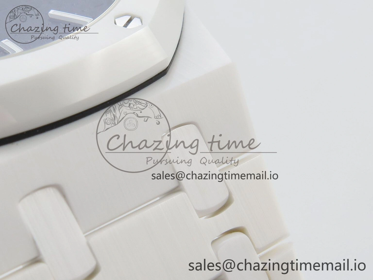 Royal Oak 15500 White Ceramic APSF 1:1 Best Edition Black Dial On White Bracelet SA4302 Super Clone