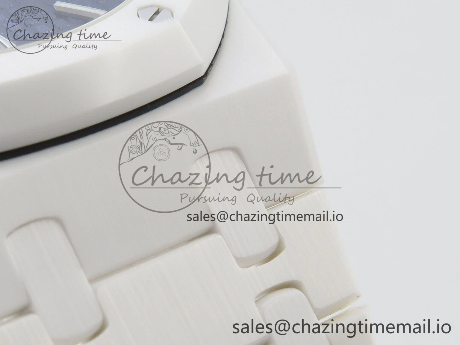 Royal Oak 15500 White Ceramic APSF 1:1 Best Edition Blue Dial On White Bracelet SA4302 Super Clone