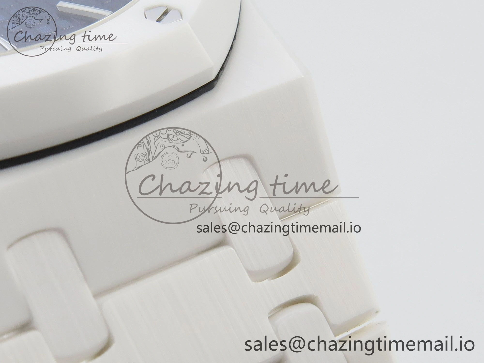 Royal Oak 15500 White Ceramic APSF 1:1 Best Edition Blue Dial On White Bracelet SA4302 Super Clone