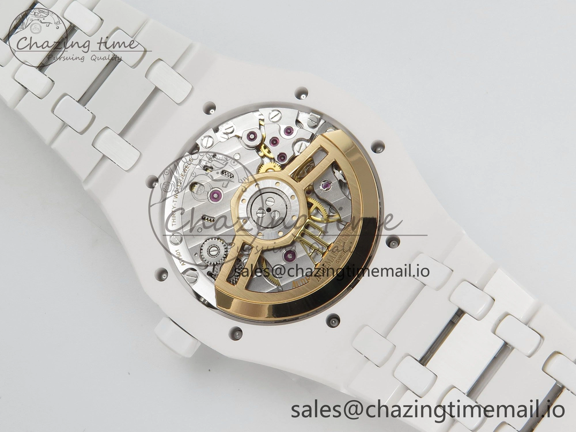 Royal Oak 15500 White Ceramic APSF 1:1 Best Edition Blue Dial On White Bracelet SA4302 Super Clone