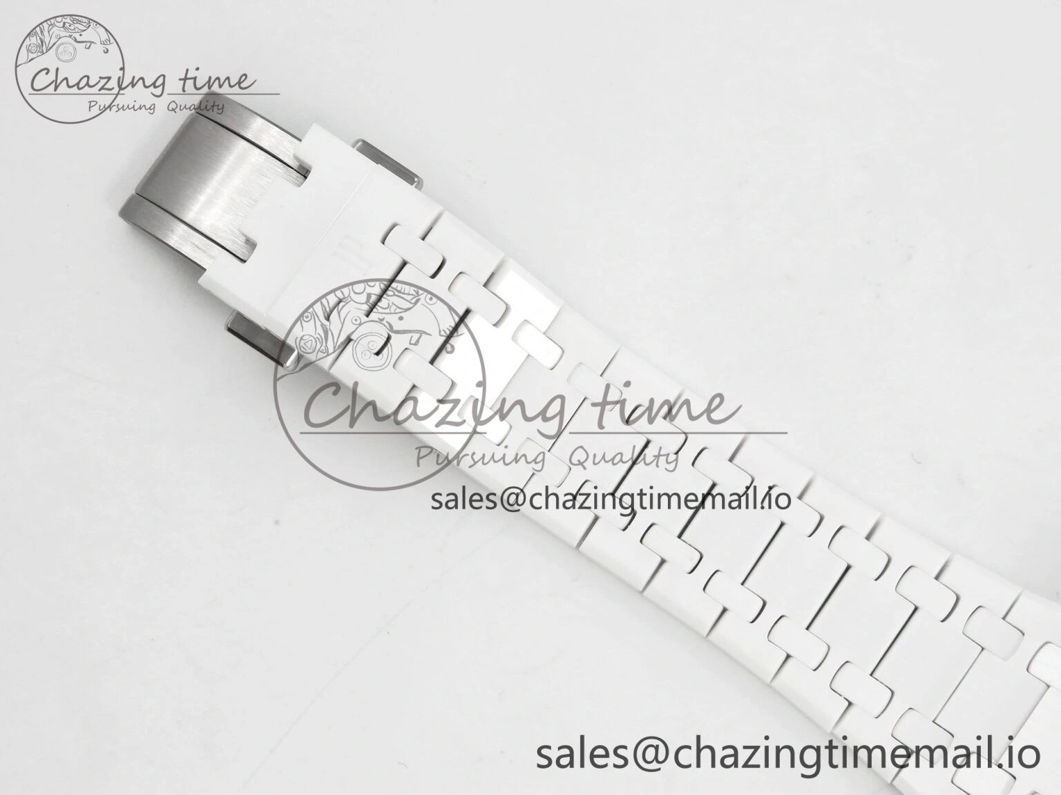 Royal Oak 15500 White Ceramic APSF 1:1 Best Edition Blue Dial On White Bracelet SA4302 Super Clone