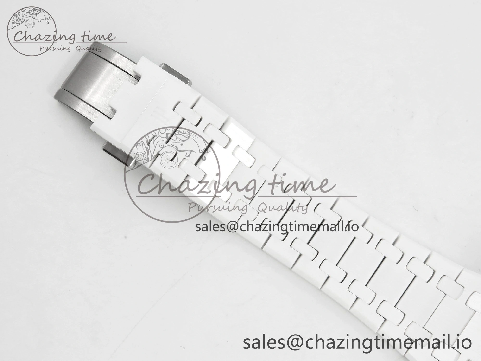 Royal Oak 15500 White Ceramic APSF 1:1 Best Edition Blue Dial On White Bracelet SA4302 Super Clone
