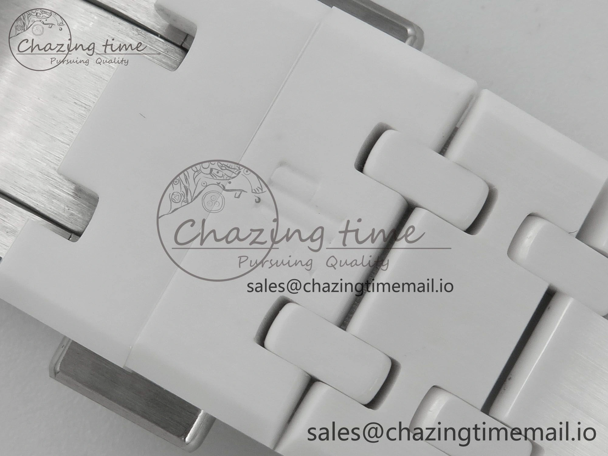 Royal Oak 15500 White Ceramic APSF 1:1 Best Edition Blue Dial On White Bracelet SA4302 Super Clone