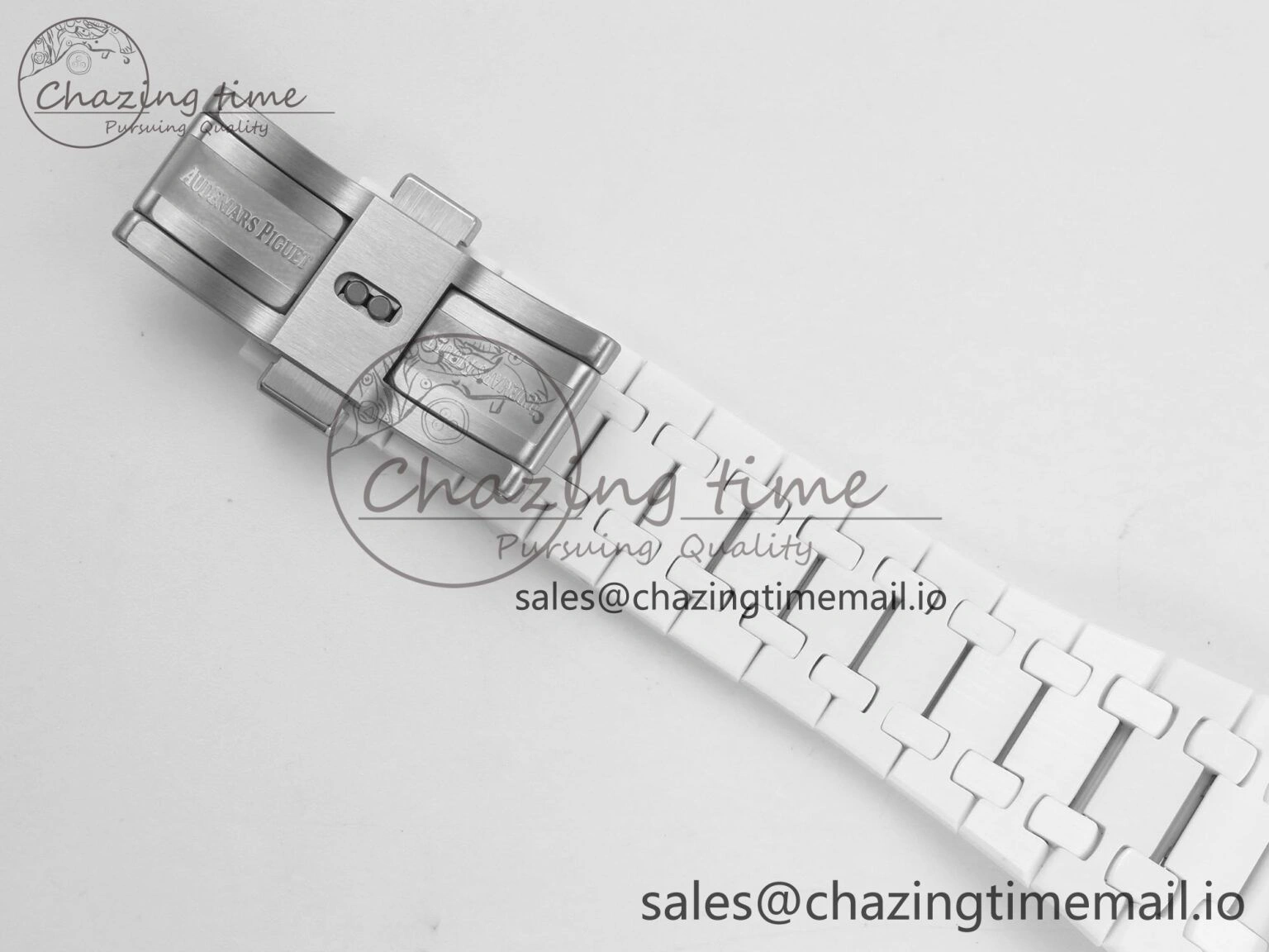 Royal Oak 15500 White Ceramic APSF 1:1 Best Edition Blue Dial On White Bracelet SA4302 Super Clone