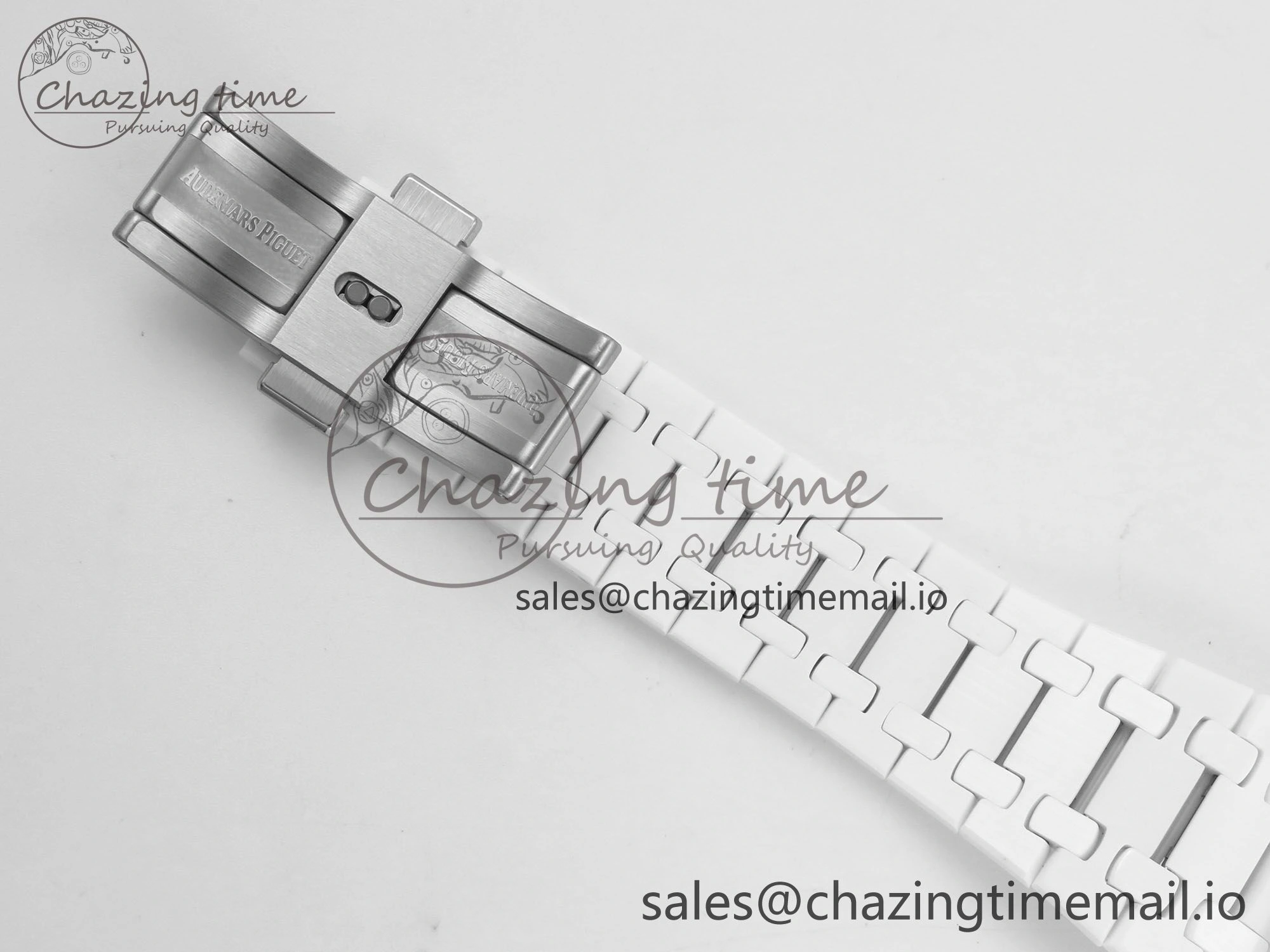 Royal Oak 15500 White Ceramic APSF 1:1 Best Edition Blue Dial On White Bracelet SA4302 Super Clone