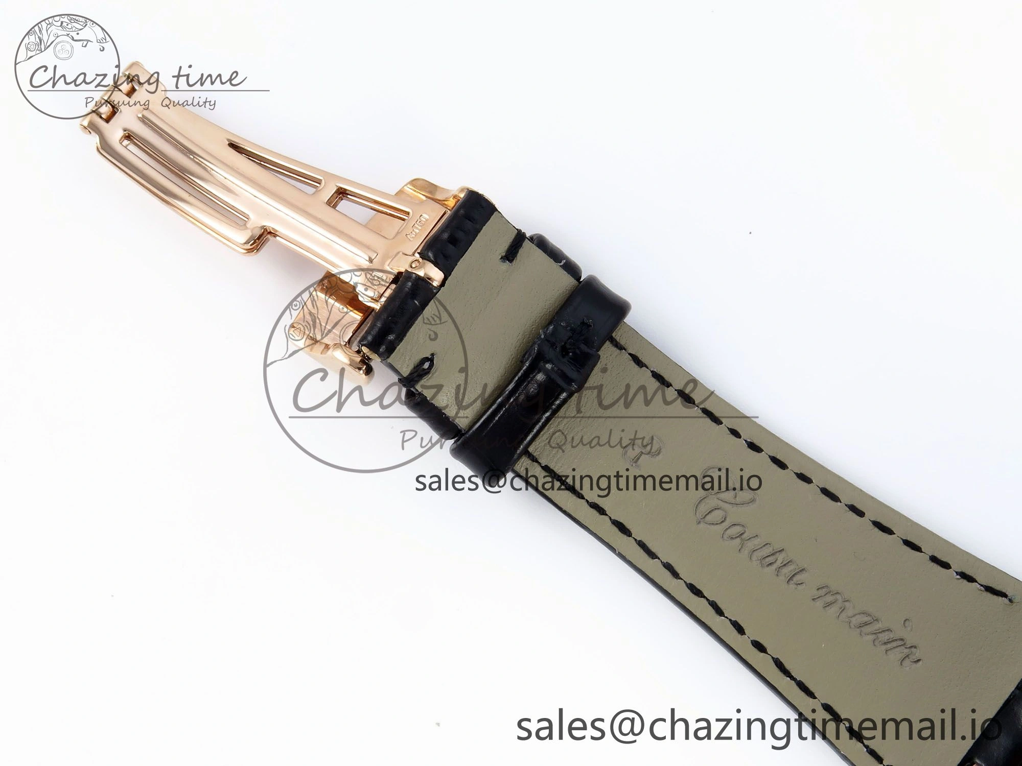 Royal Oak 15510 RG APSF 1:1 Best Edition Black Dial on Black Leather Strap SA4302 Super Clone V2 (SW Dial)