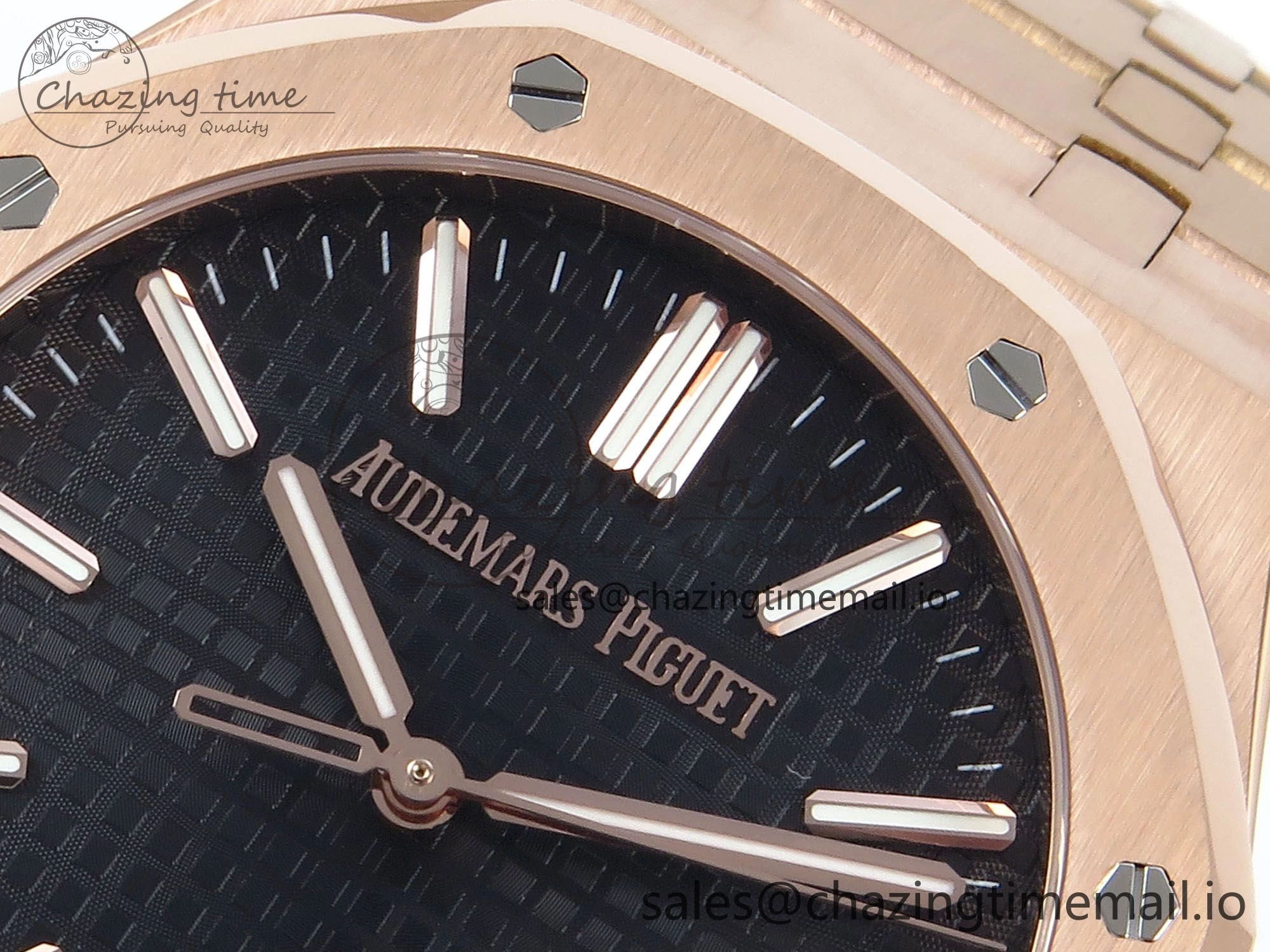Royal Oak 15510 RG APSF 1:1 Best Edition Black Dial on RG Bracelet SA4302 Super Clone V2 (SW Dial)