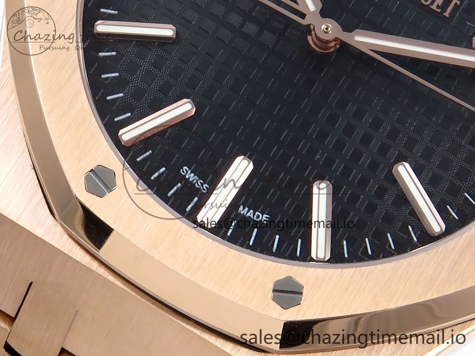 Royal Oak 15510 RG APSF 1:1 Best Edition Black Dial on RG Bracelet SA4302 Super Clone V2 (SW Dial)