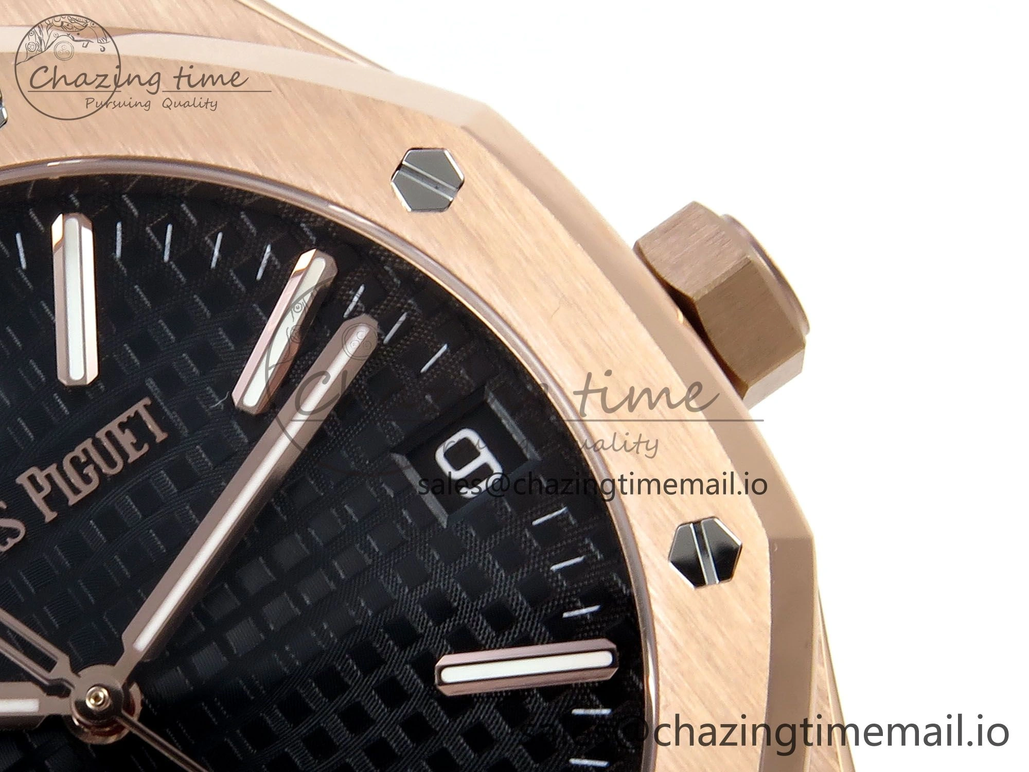 Royal Oak 15510 RG APSF 1:1 Best Edition Black Dial on RG Bracelet SA4302 Super Clone V2 (SW Dial)