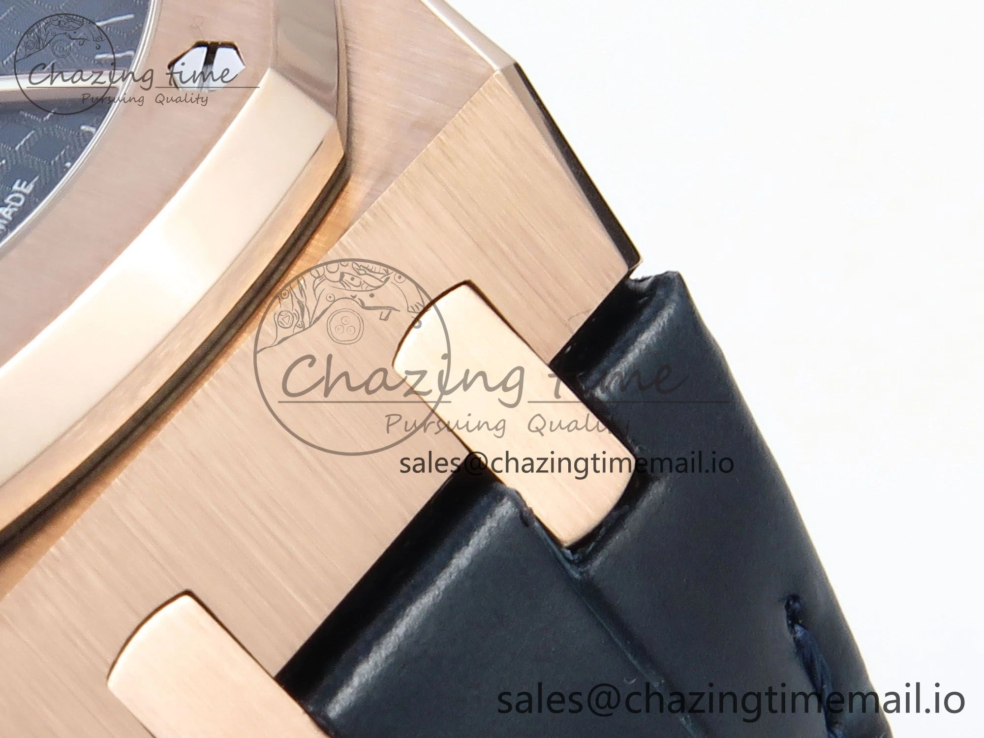Royal Oak 15510 RG APSF 1:1 Best Edition Blue Dial on Blue Leather Strap SA4302 Super Clone V2 (SW Dial)