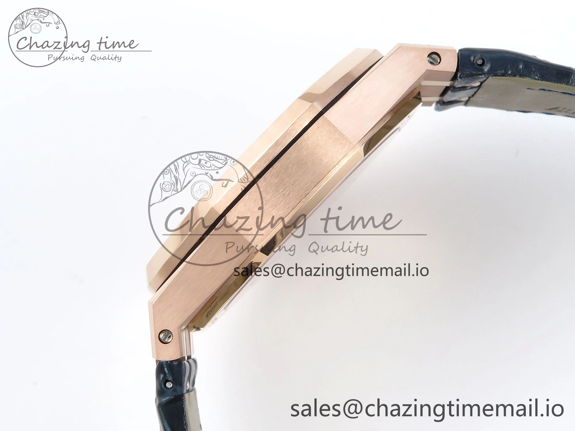 Royal Oak 15510 RG APSF 1:1 Best Edition Blue Dial on Blue Leather Strap SA4302 Super Clone V2 (SW Dial)