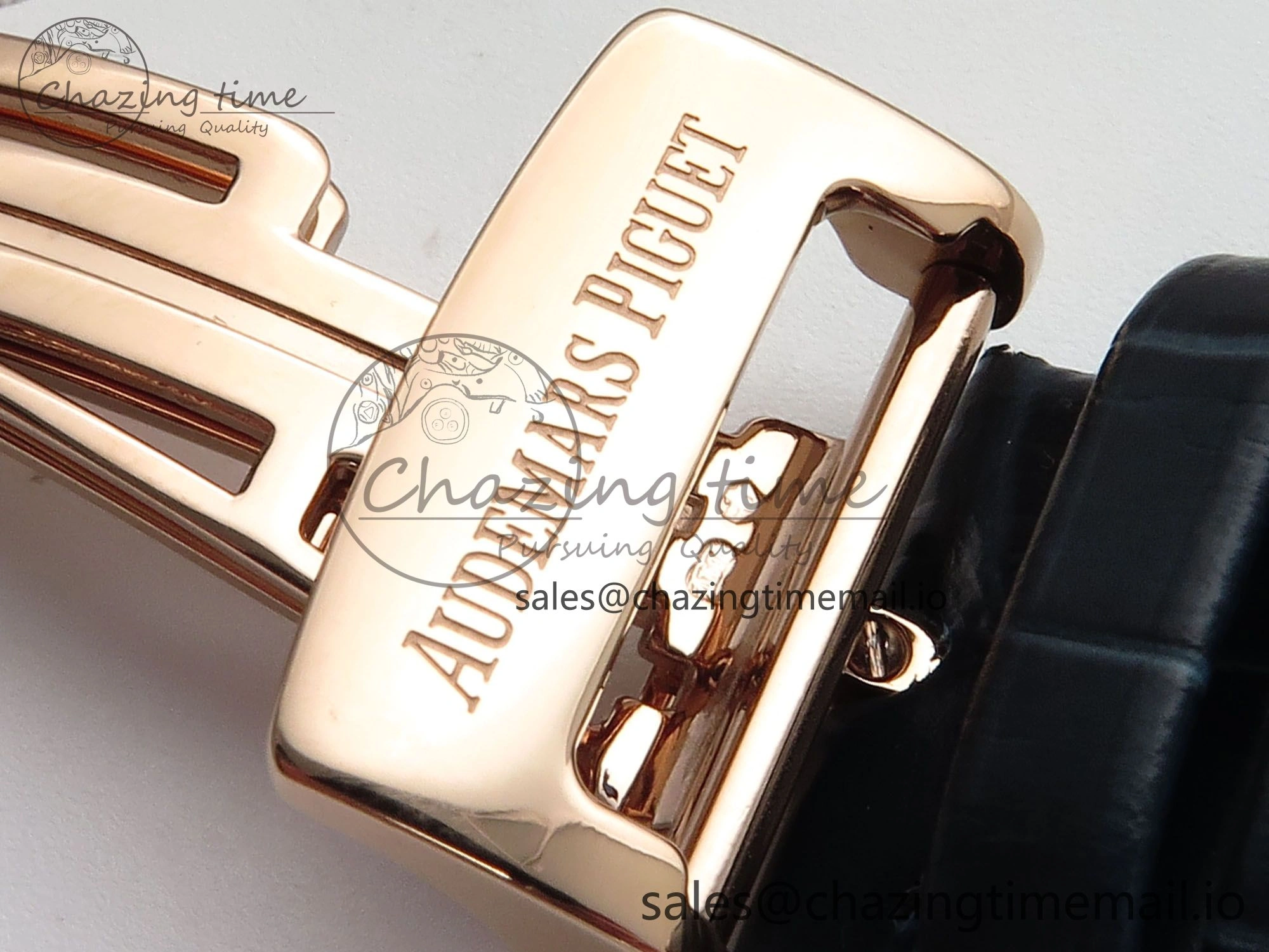 Royal Oak 15510 RG APSF 1:1 Best Edition Blue Dial on Blue Leather Strap SA4302 Super Clone V2 (SW Dial)