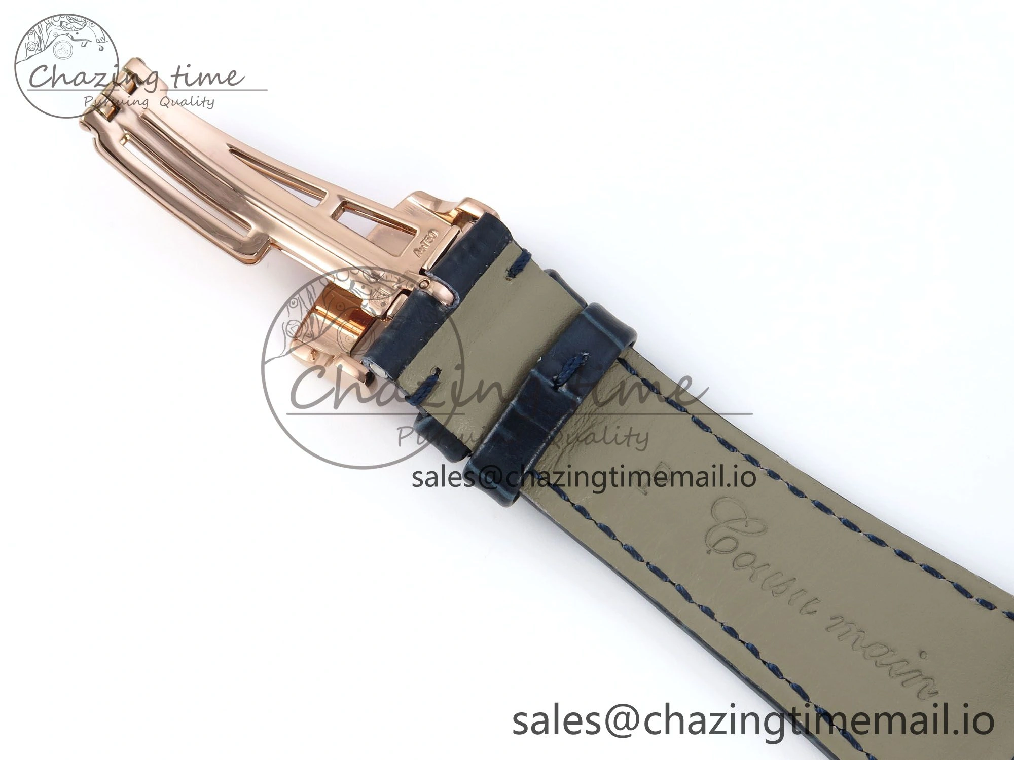 Royal Oak 15510 RG APSF 1:1 Best Edition Blue Dial on Blue Leather Strap SA4302 Super Clone V2 (SW Dial)