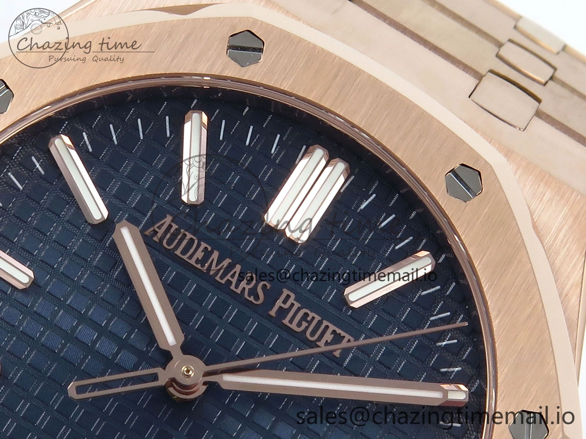Royal Oak 15510 RG APSF 1:1 Best Edition Blue Dial on RG Bracelet SA4302 Super Clone V2 (SW Dial)