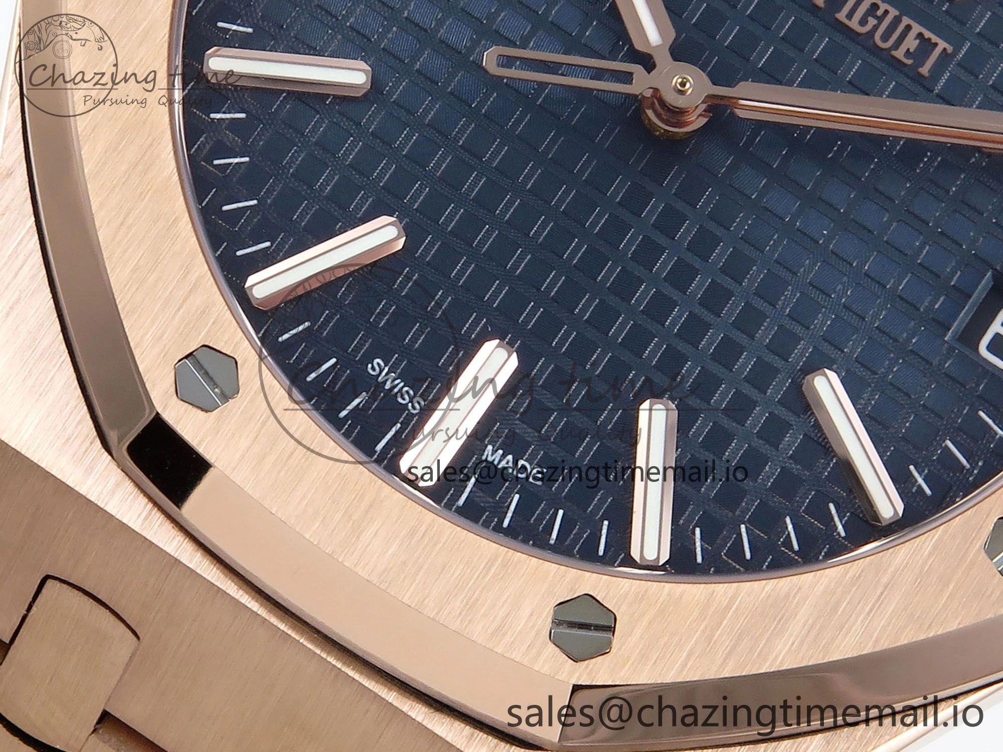 Royal Oak 15510 RG APSF 1:1 Best Edition Blue Dial on RG Bracelet SA4302 Super Clone V2 (SW Dial)