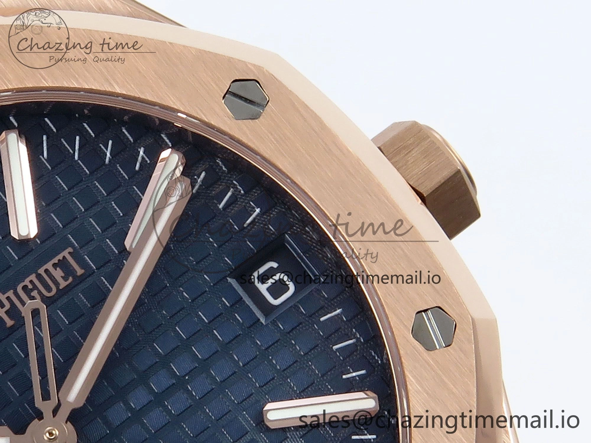 Royal Oak 15510 RG APSF 1:1 Best Edition Blue Dial on RG Bracelet SA4302 Super Clone V2 (SW Dial)