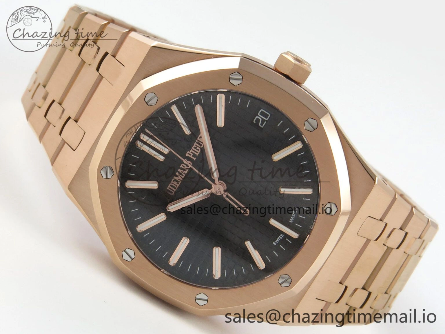 Royal Oak 15510 RG TWSF Best Edition Black Textured Dial on RG Bracelet SA4302 Super Clone