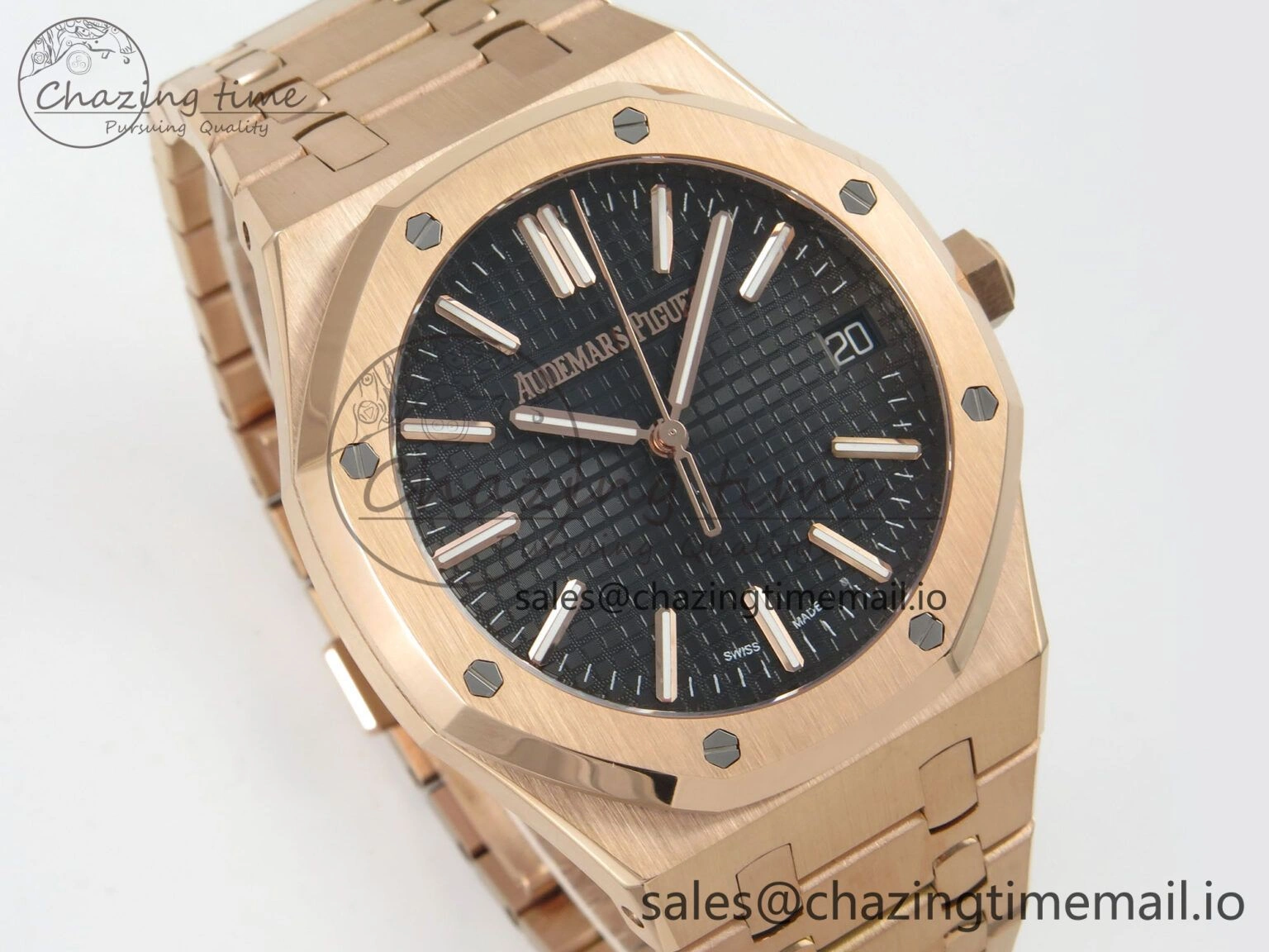 Royal Oak 15510 RG TWSF Best Edition Black Textured Dial on RG Bracelet SA4302 Super Clone