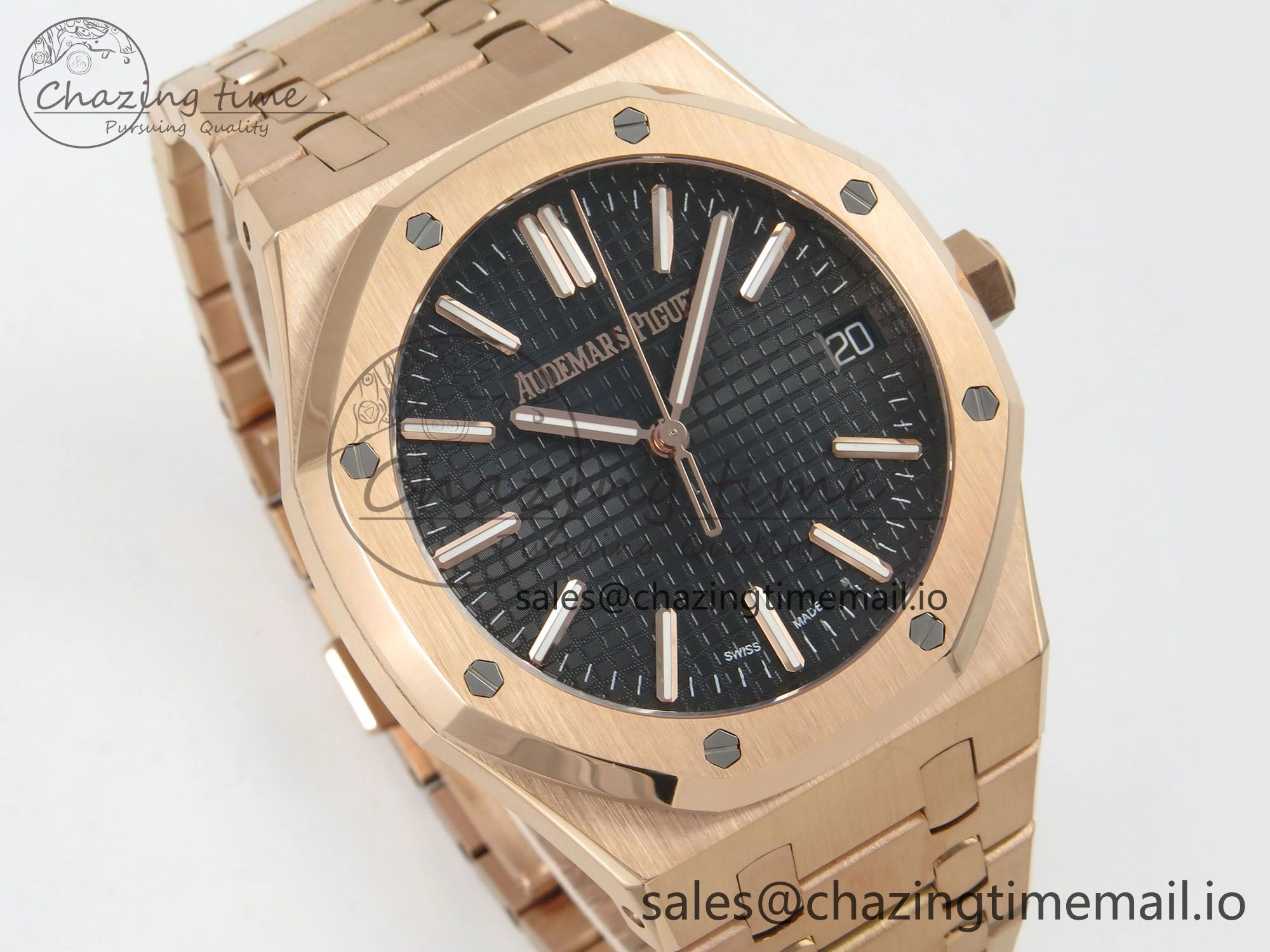 Royal Oak 15510 RG TWSF Best Edition Black Textured Dial on RG Bracelet SA4302 Super Clone