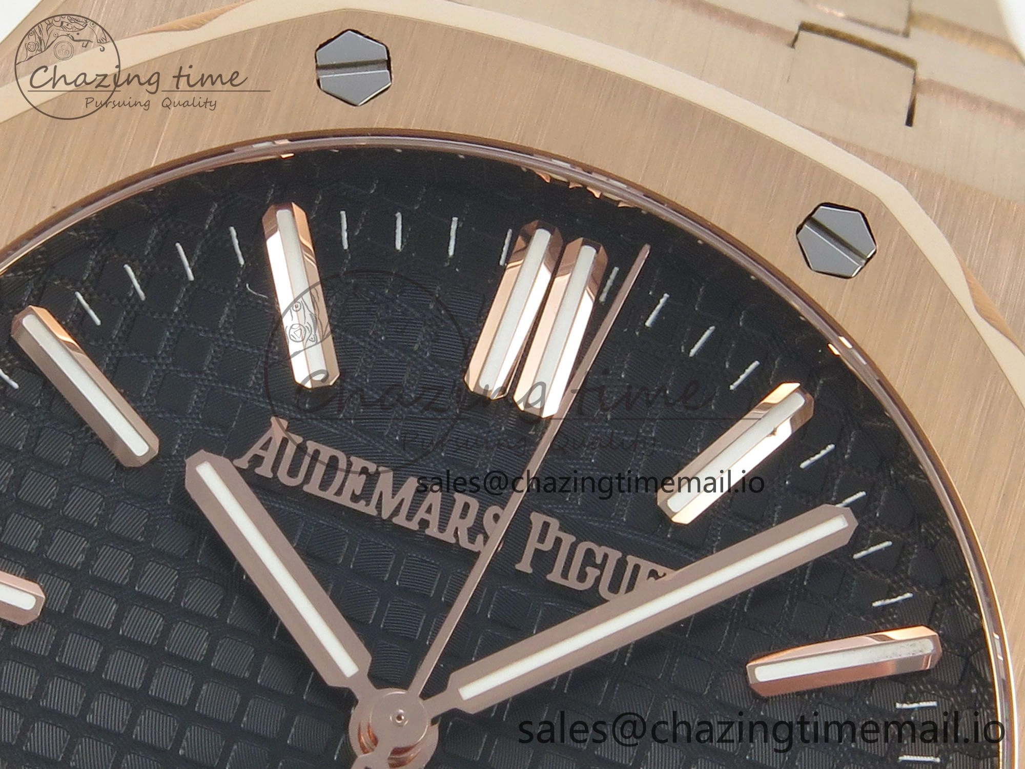 Royal Oak 15510 RG TWSF Best Edition Black Textured Dial on RG Bracelet SA4302 Super Clone