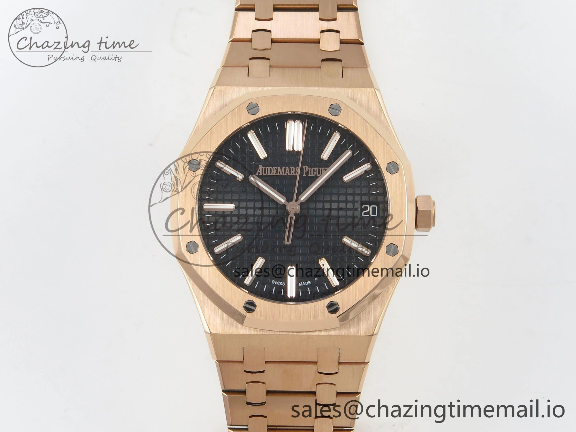 Royal Oak 15510 RG TWSF Best Edition Black Textured Dial on RG Bracelet SA4302 Super Clone