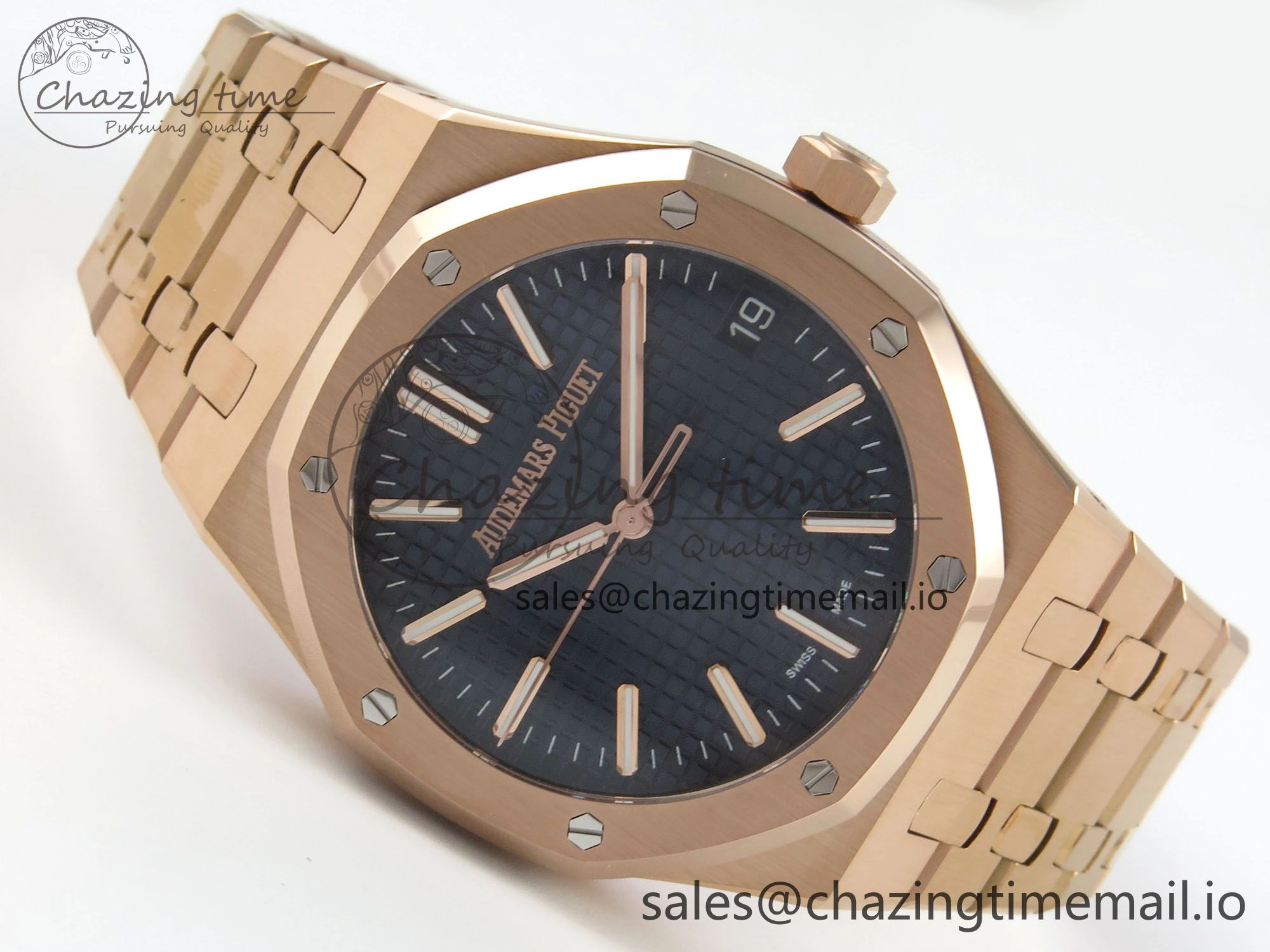 Royal Oak 15510 RG TWSF Best Edition Blue Textured Dial on RG Bracelet SA4302 Super Clone